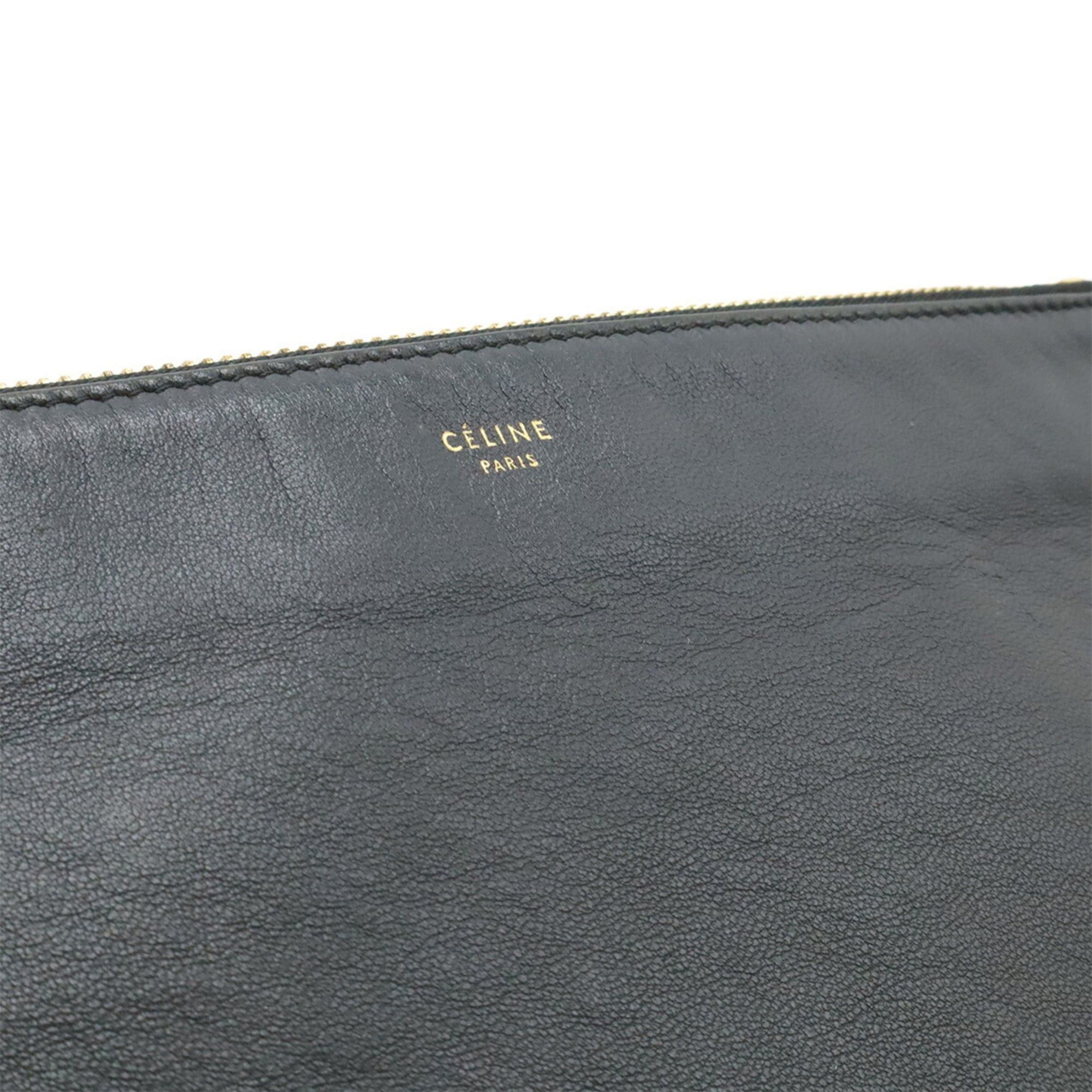 Celine CELINE Trio Large Shoulder Bag, Pouch, Handbag, Leather, Black, 171453 Size ONE SIZE - 10 Thumbnail