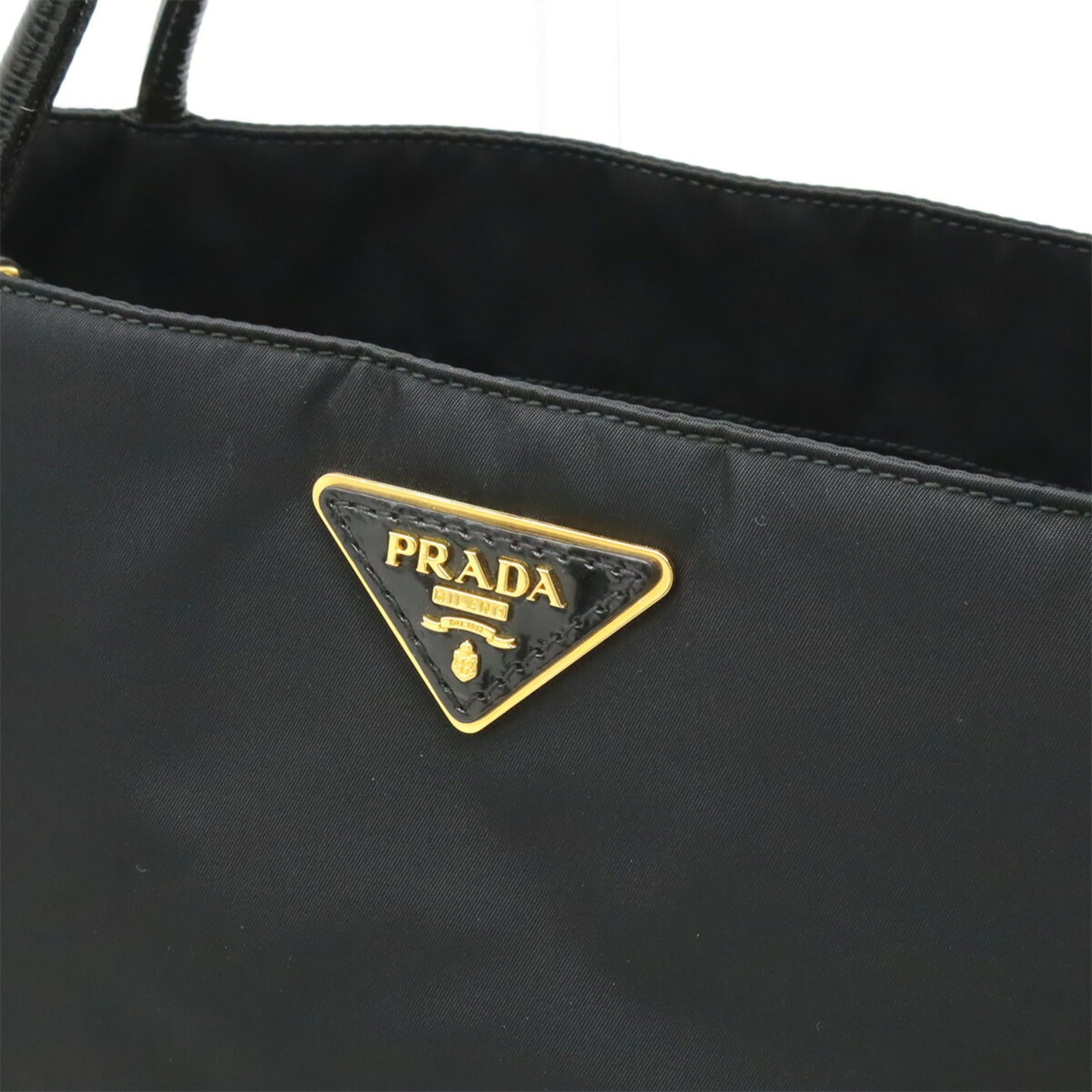 Prada PRADA Triangle Tote Bag Shoulder Nylon Patent Leather NERO Black BR3854 Size ONE SIZE - 9 Thumbnail