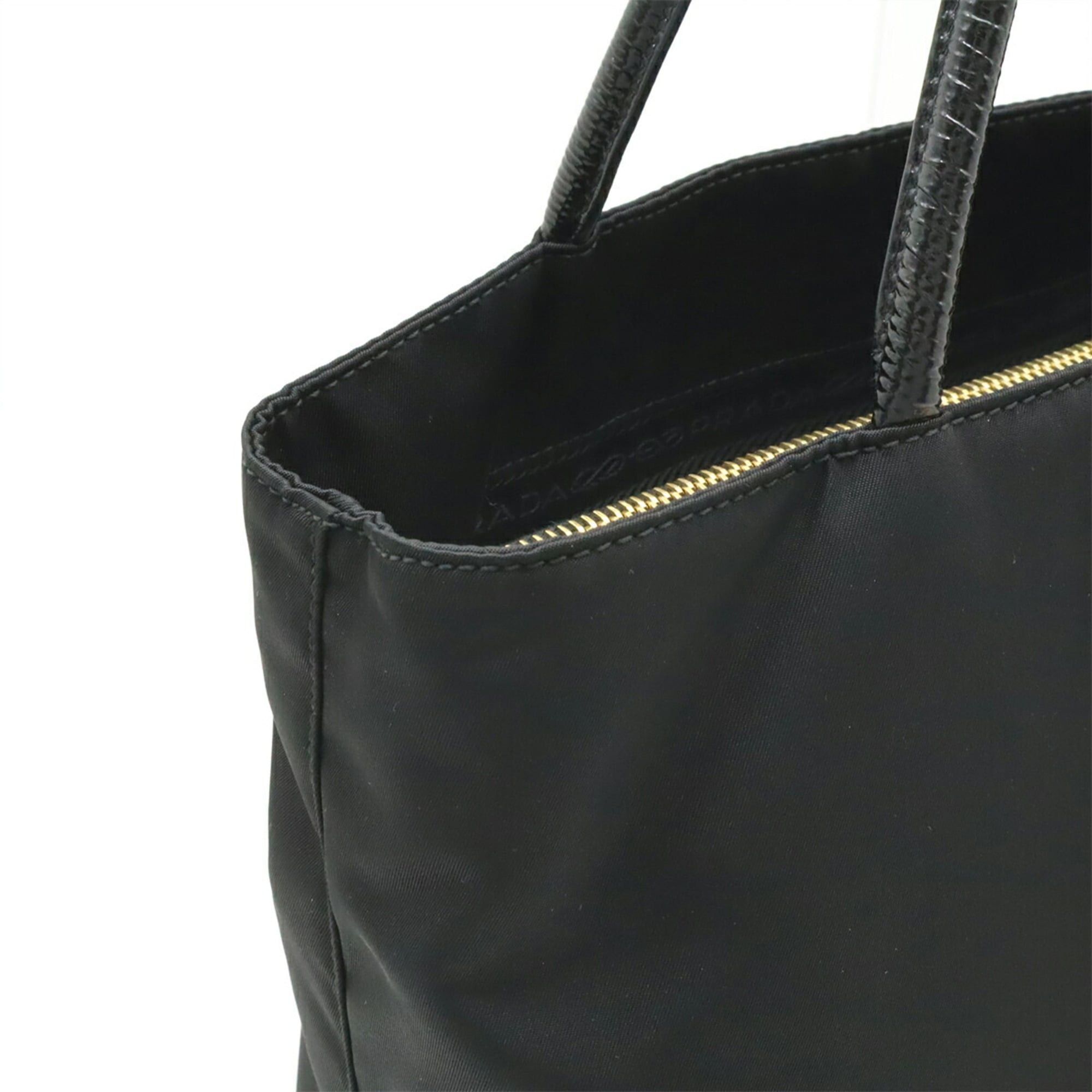 Prada PRADA Triangle Tote Bag Shoulder Nylon Patent Leather NERO Black BR3854 Size ONE SIZE - 8 Thumbnail