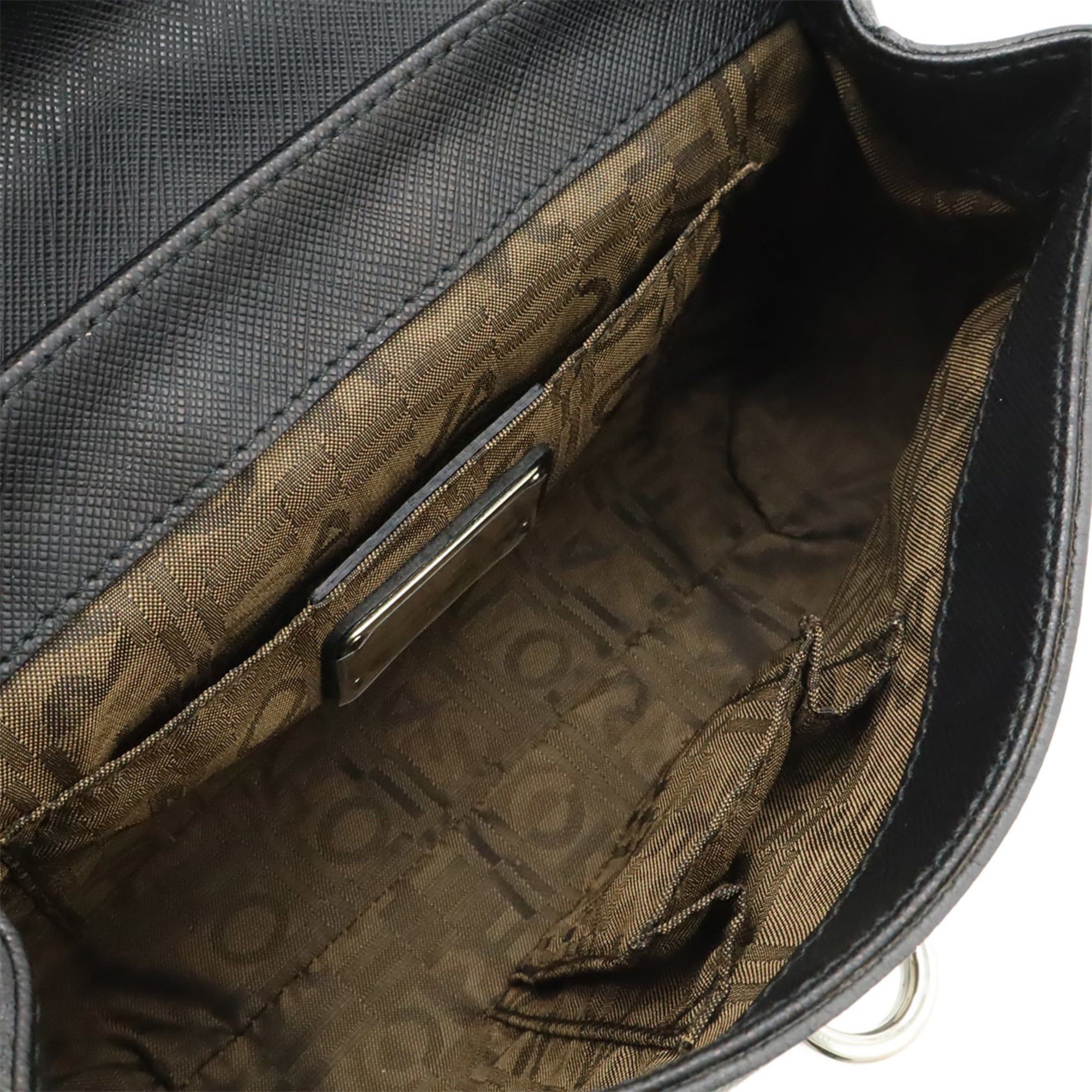 Salvatore Ferragamo Salvatore Ferragamo Gancini Vara Chain Shoulder Handbag, Leather, Black, BW-8462 Size ONE SIZE - 8 Thumbnail