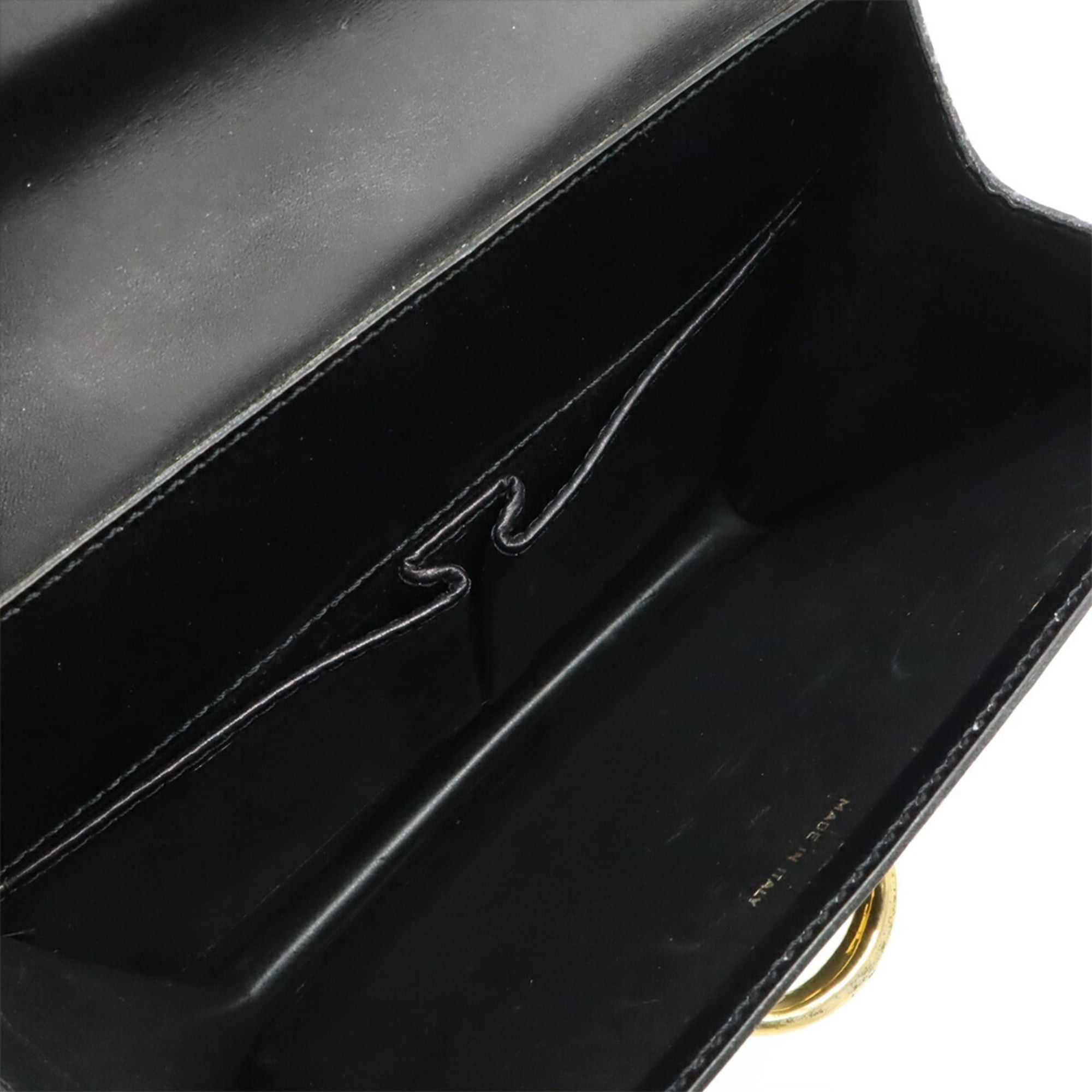 Celine CELINE Gancini Double Flap Handbag, Leather, Black Size ONE SIZE - 9 Thumbnail