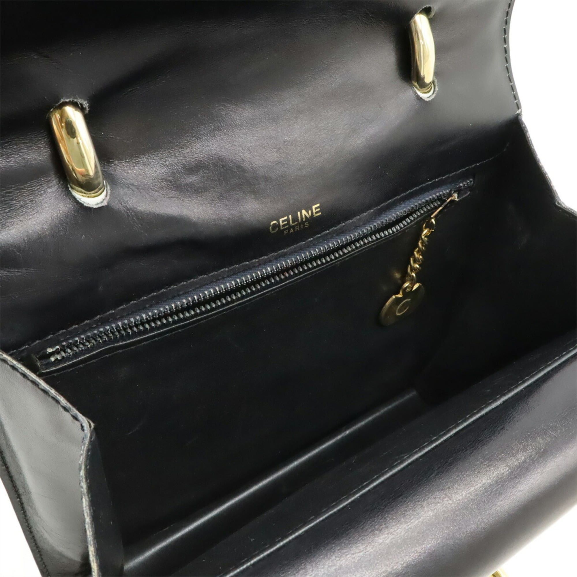 Celine CELINE Gancini Double Flap Handbag, Leather, Black Size ONE SIZE - 8 Thumbnail