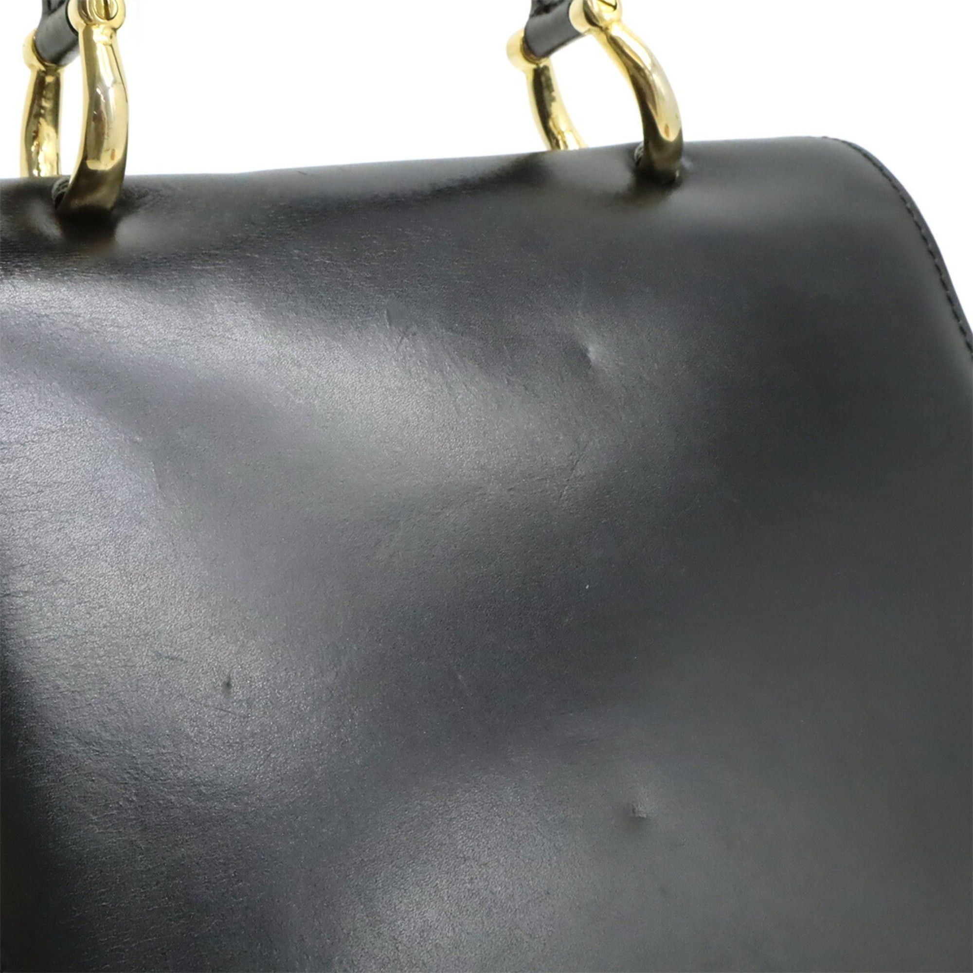 Celine CELINE Gancini Double Flap Handbag, Leather, Black Size ONE SIZE - 7 Thumbnail