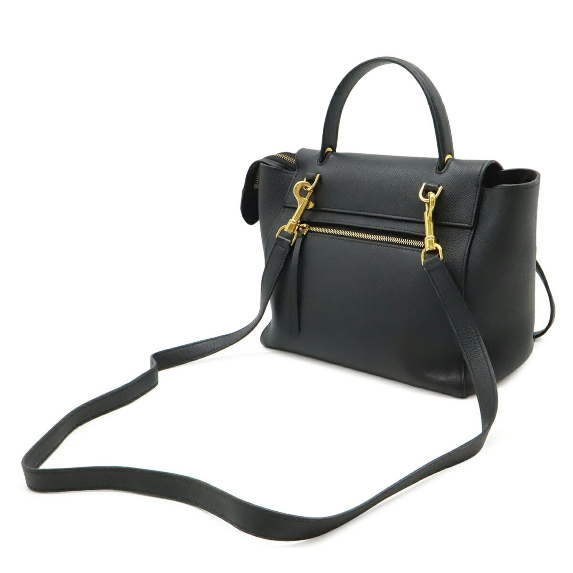 Celine CELINE Belt Bag Micro Handbag Shoulder Leather Black 189153 Size ONE SIZE - 3 Thumbnail
