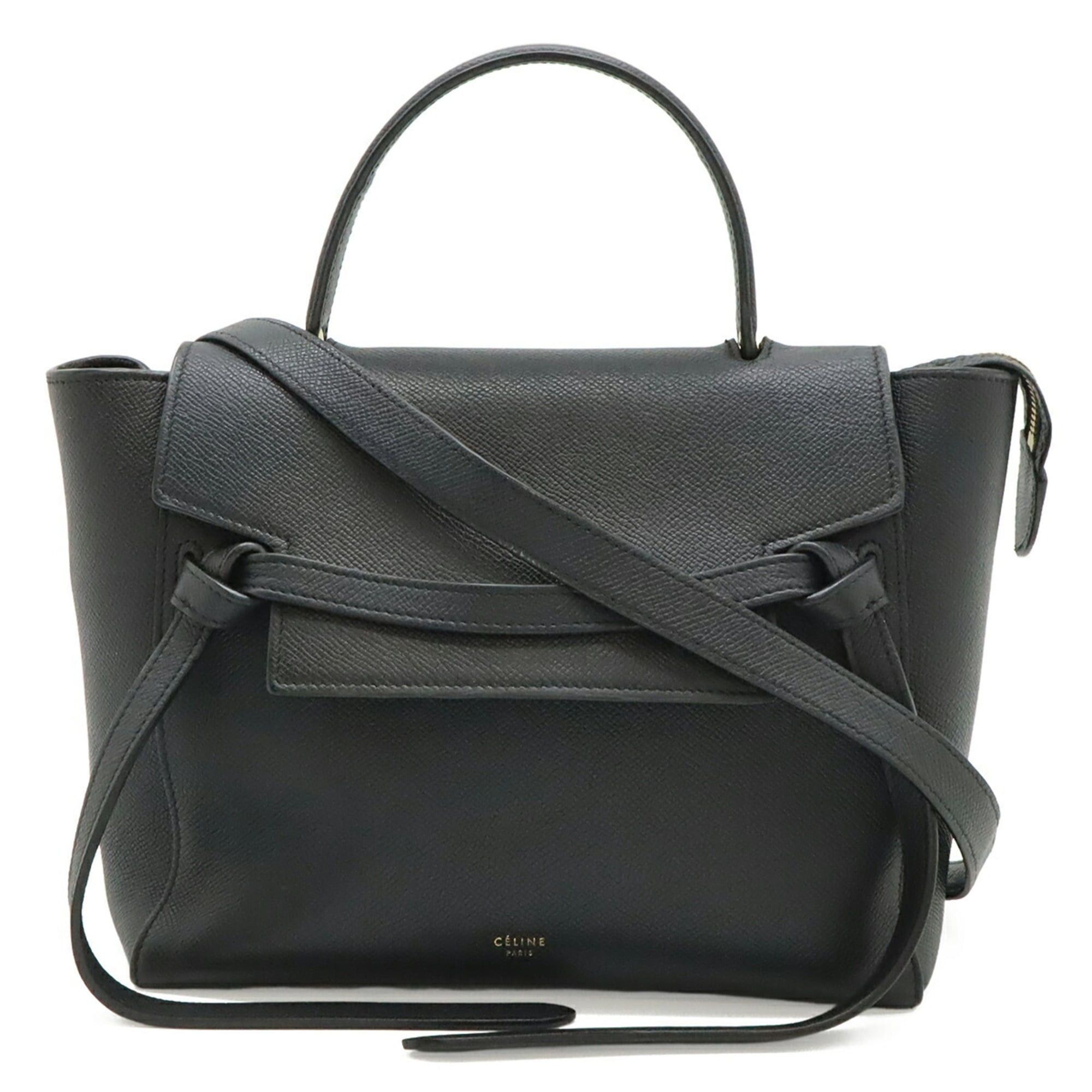 Celine CELINE Belt Bag Micro Handbag Shoulder Leather Black 189153 Size ONE SIZE - 2 Thumbnail