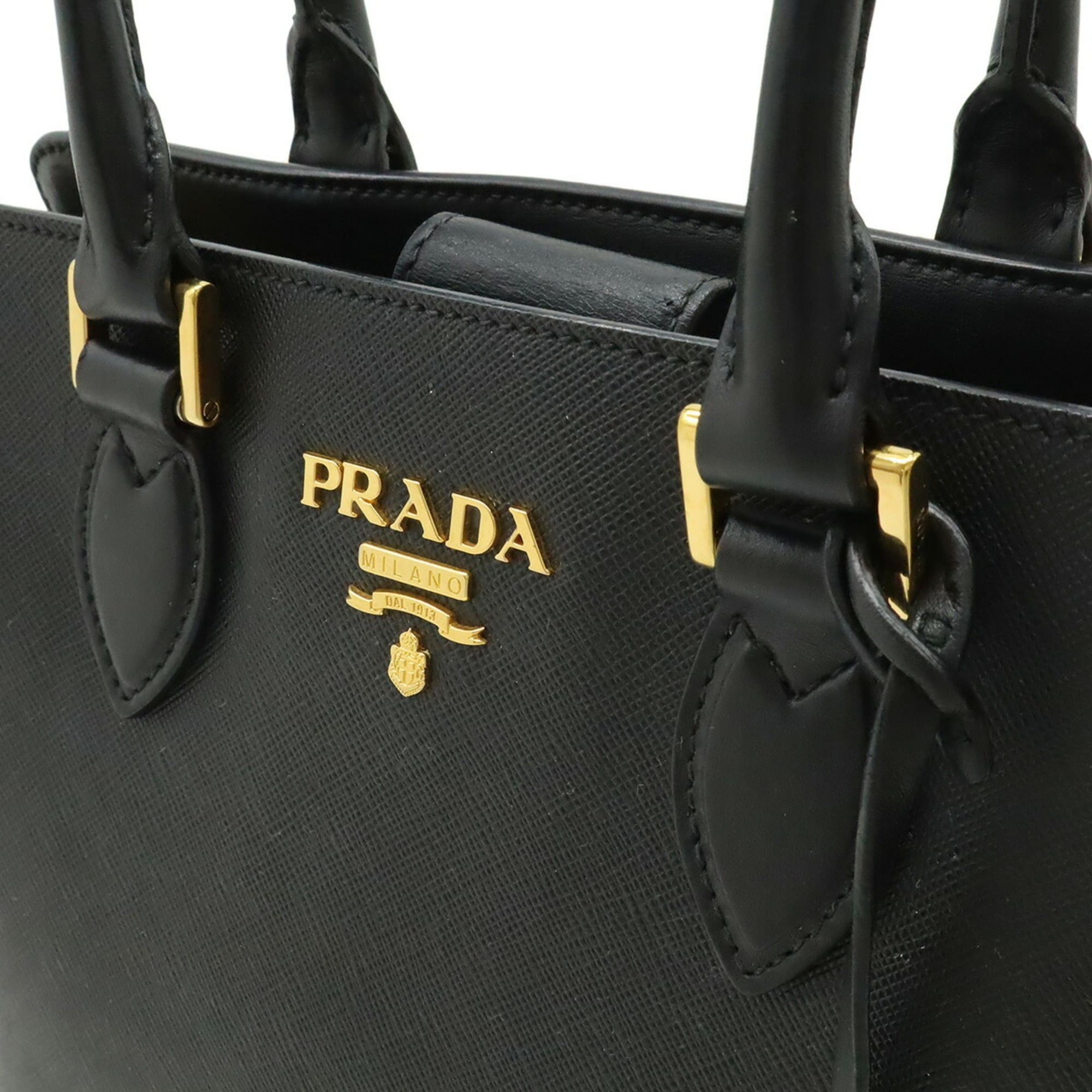 Prada PRADA Saffiano Leather Handbag/Shoulder Bag, NERO (Black), 1BA113 Size ONE SIZE - 9 Thumbnail