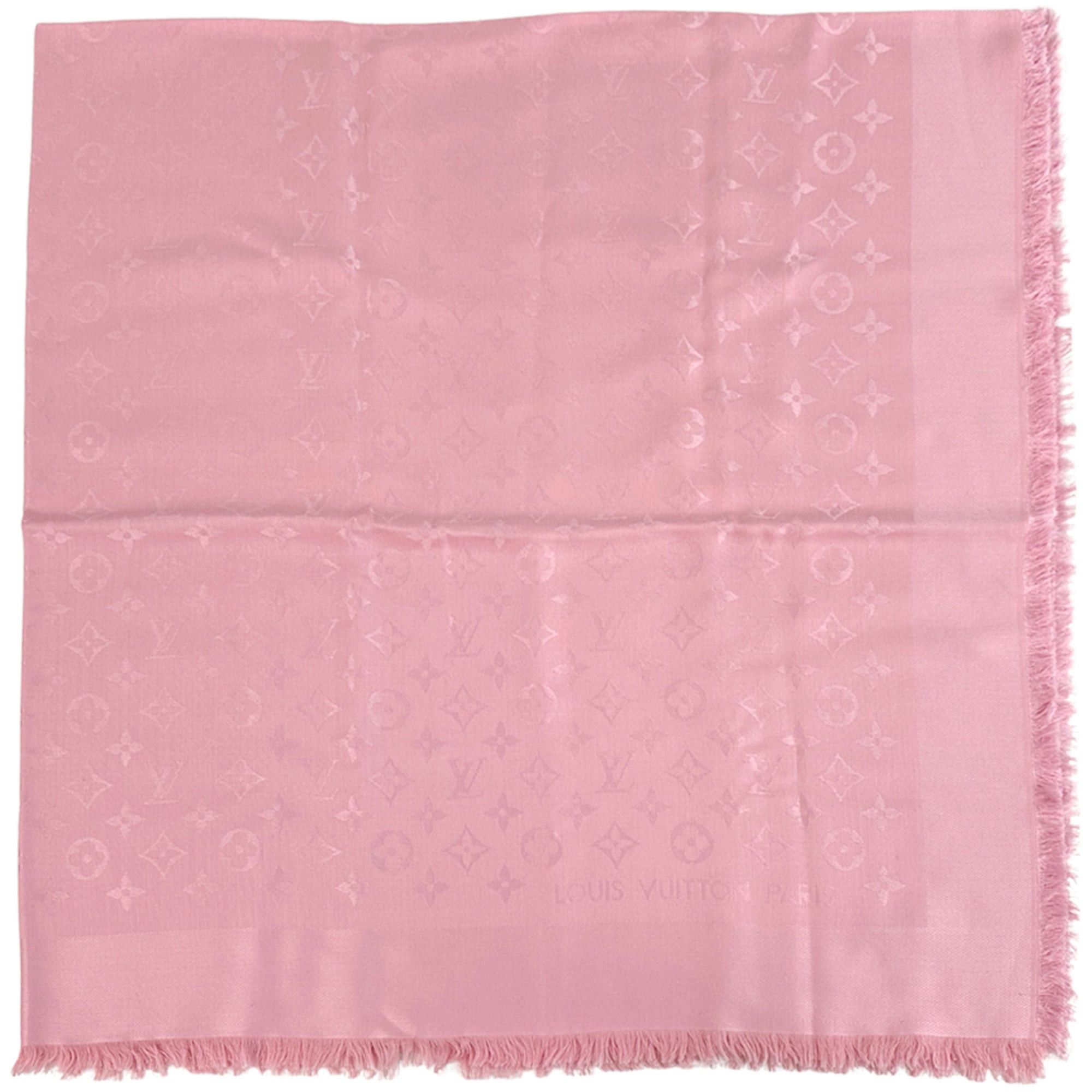 Louis Vuitton Louis Vuitton Scarf Muffler Monogram Women's Brand Stole Silk Wool Shawl Rose Poudre M76874 Size ONE SIZE - 2 Thumbnail