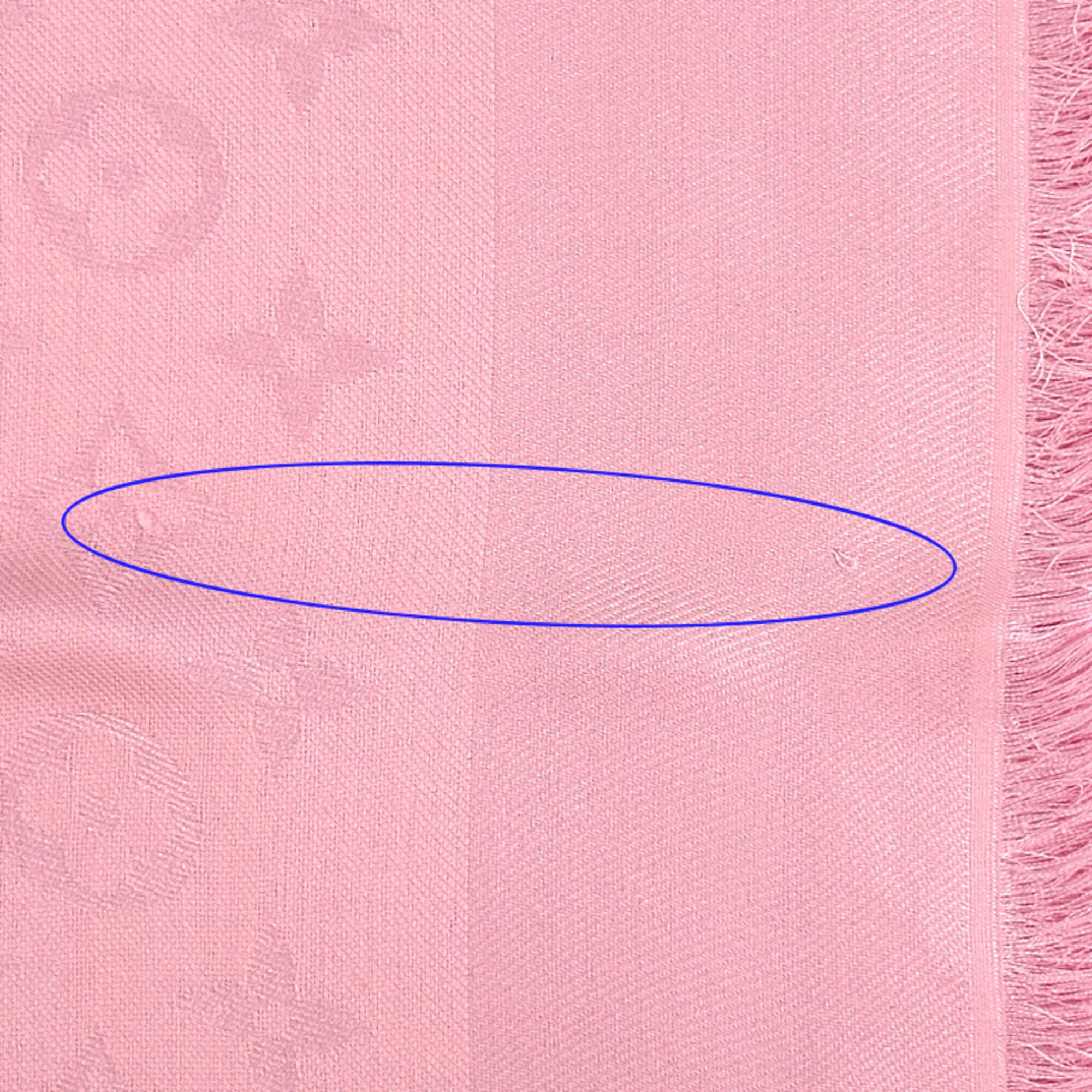 Louis Vuitton Louis Vuitton Scarf Muffler Monogram Women's Brand Stole Silk Wool Shawl Rose Poudre M76874 Size ONE SIZE - 5 Thumbnail
