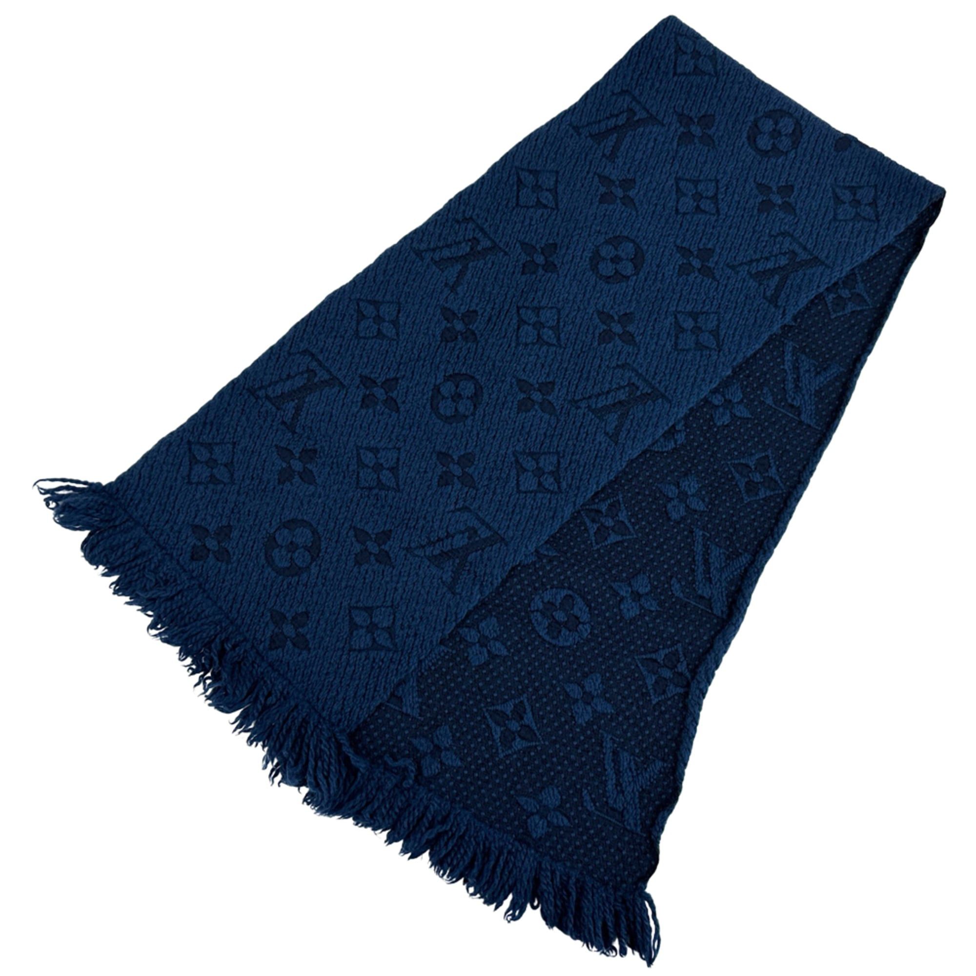 Louis Vuitton Louis Vuitton Scarf Muffler Monogram Women's Men's Brand Stole Wool Echarpe Logomania Anthracite Navy M75504 Size ONE SIZE - 2 Thumbnail