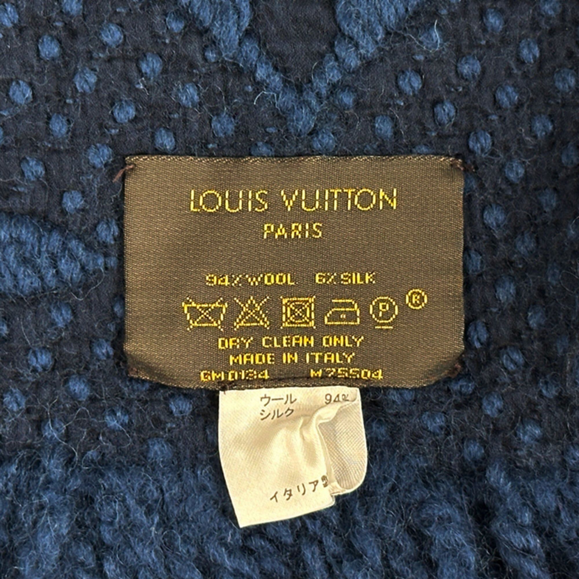 Louis Vuitton Louis Vuitton Scarf Muffler Monogram Women's Men's Brand Stole Wool Echarpe Logomania Anthracite Navy M75504 Size ONE SIZE - 3 Thumbnail
