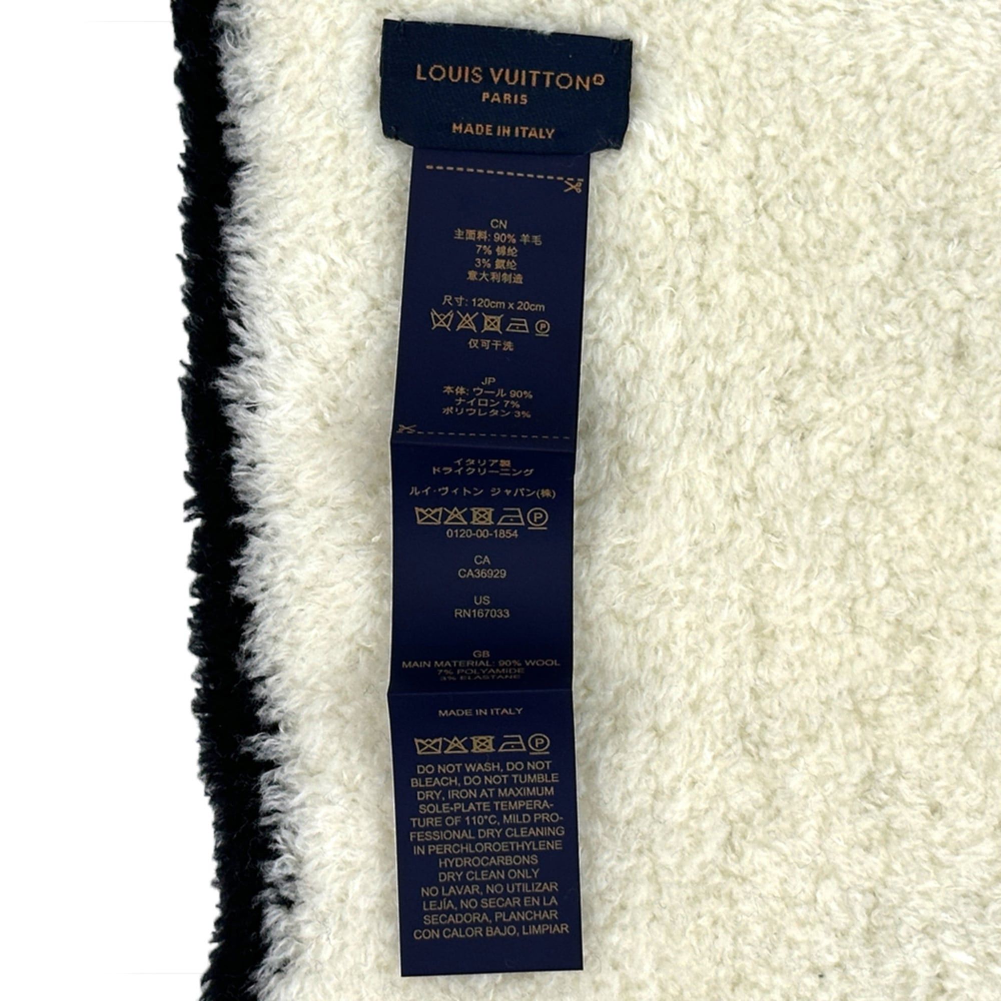 Louis Vuitton Louis Vuitton Scarf Muffler for Women and Men, Brand Stole, Wool, Nylon, Urethane, Comfy, Black, White M79399 Size ONE SIZE - 4 Thumbnail