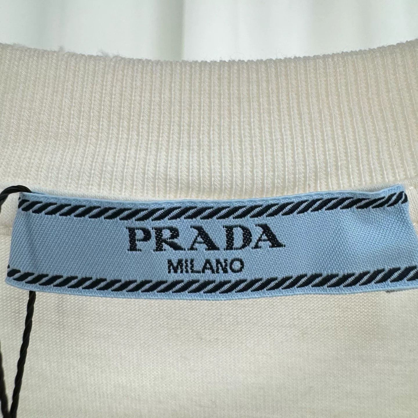 Prada Prada New Distressed Collar Triangle Logo Tee Size XS / US 0-2 / IT 36-38 - 5 Thumbnail