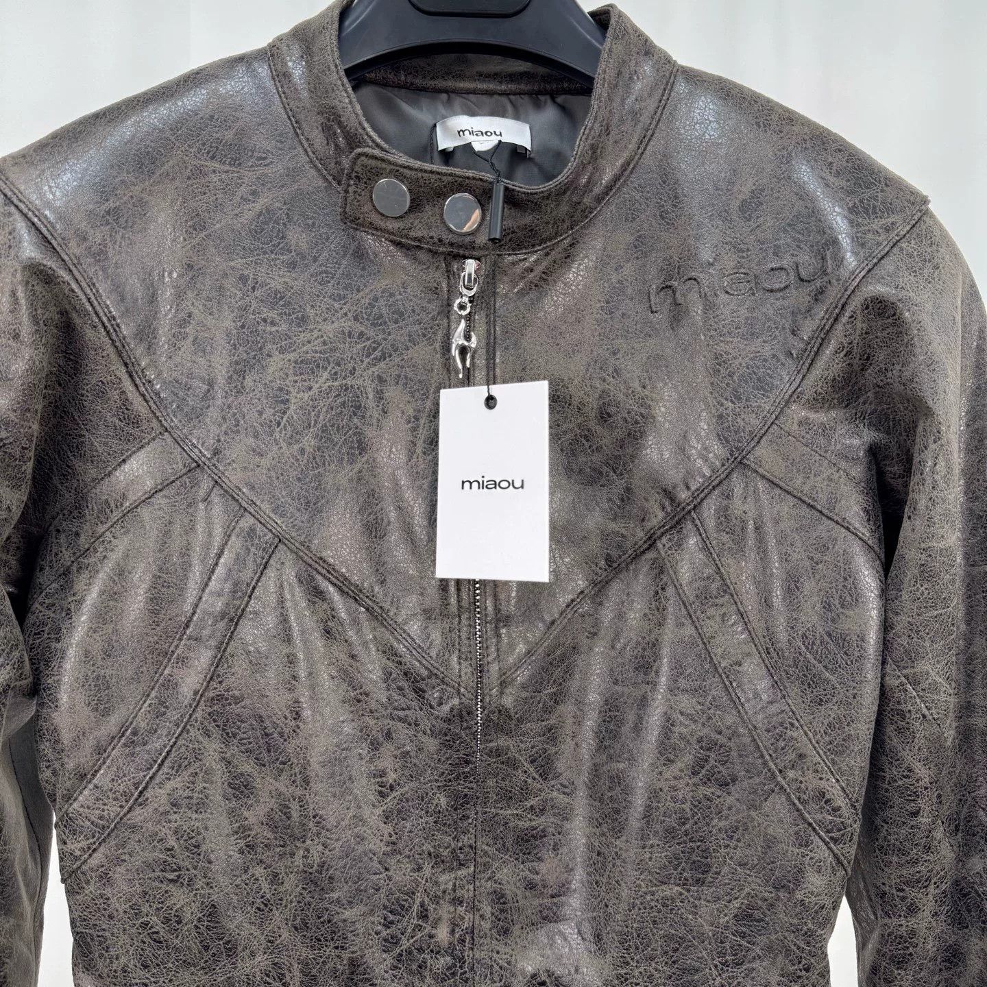 Miaou Miaou Distressed Biker Zip Jacket Size XS / US 0-2 / IT 36-38 - 3 Thumbnail