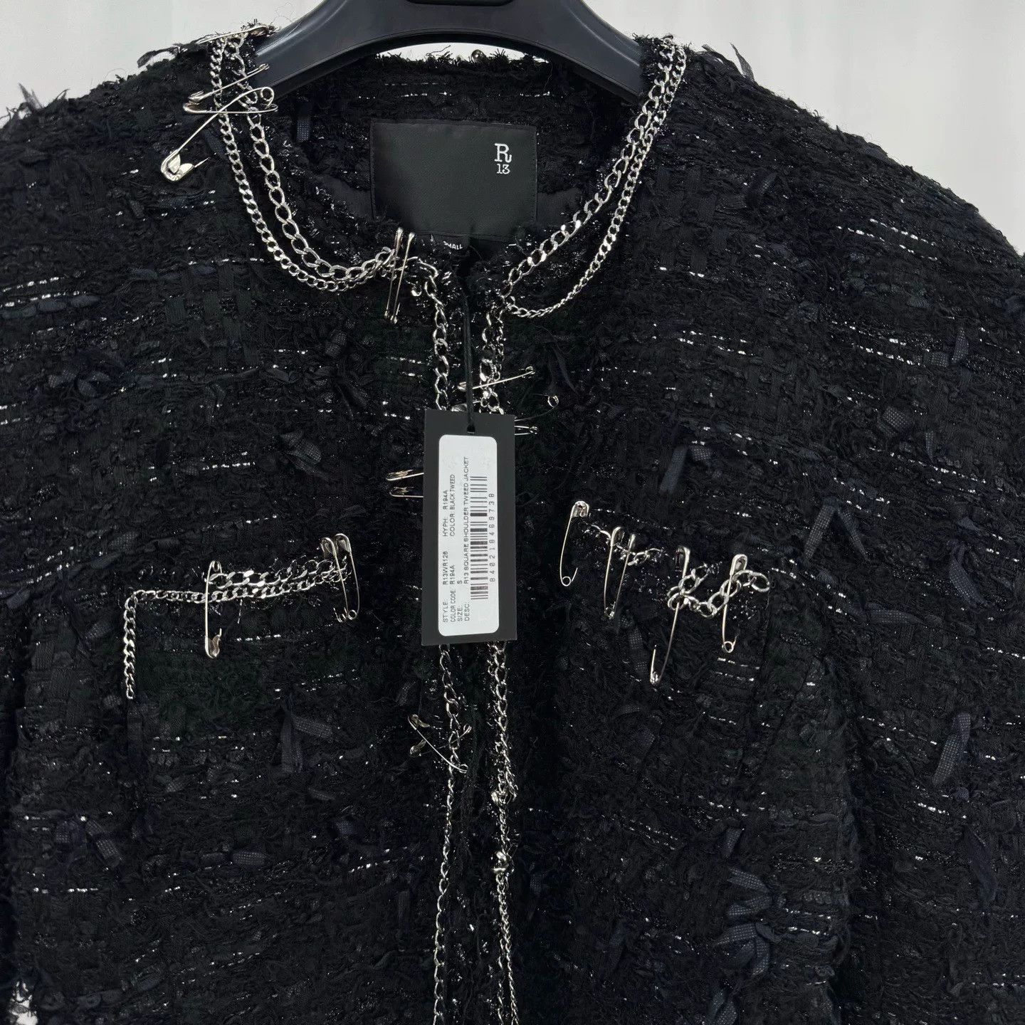 R13 R13 Chain Pin Punk Shoulder-Padded Coat Size S / US 4 / IT 40 - 3 Thumbnail
