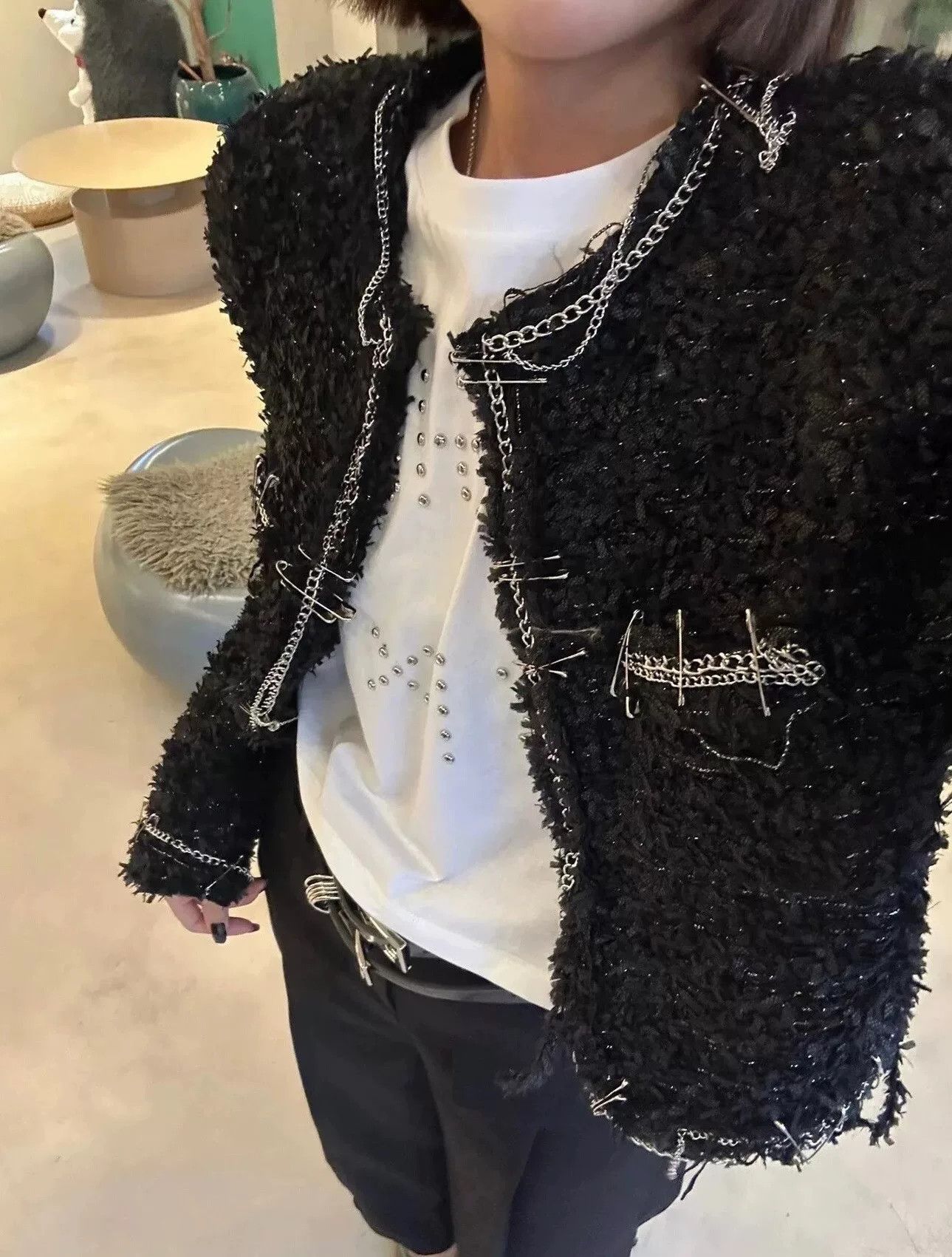 R13 R13 Chain Pin Punk Shoulder-Padded Coat Size S / US 4 / IT 40 - 9 Thumbnail