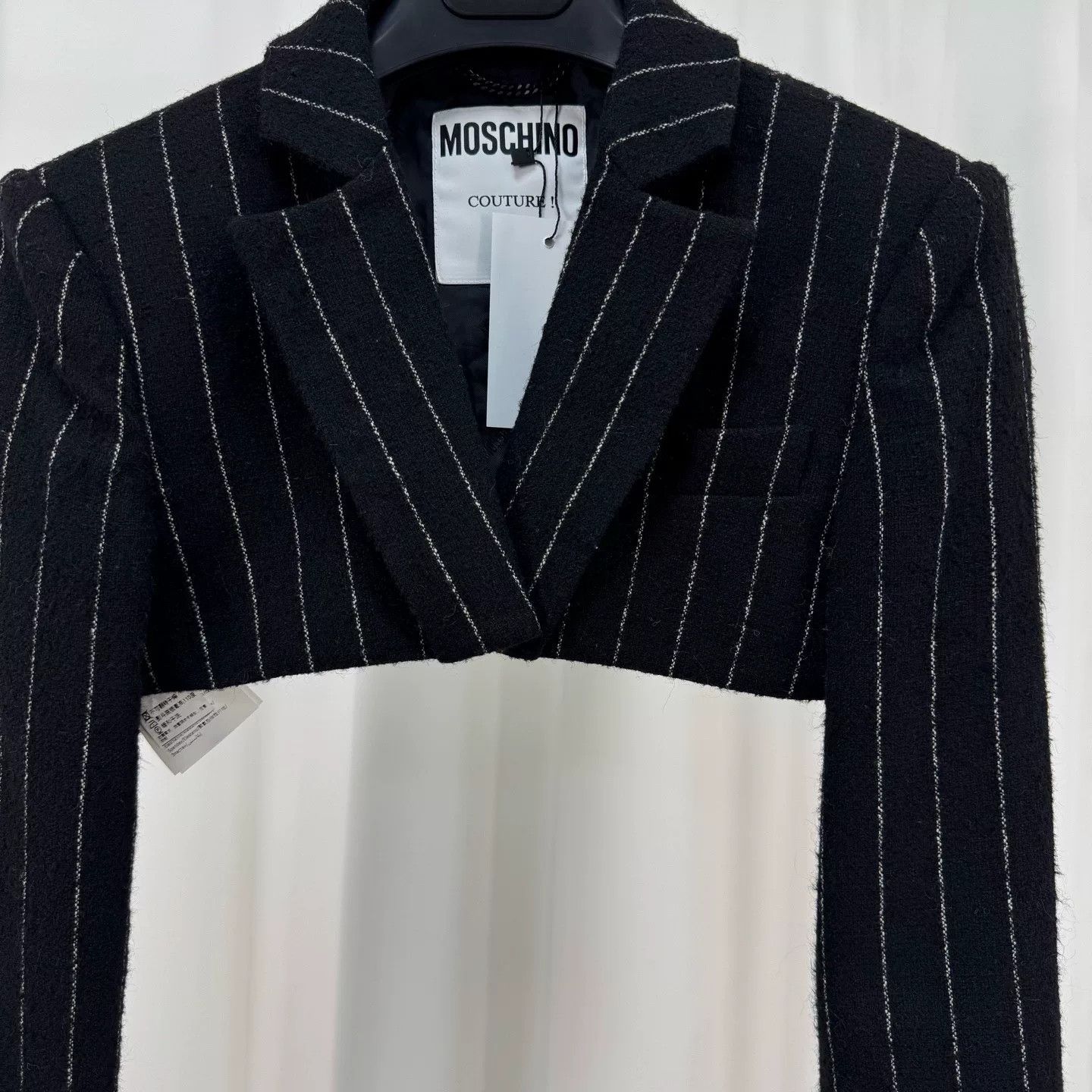 Moschino Moschino Short Striped Wool Shoulder Pad Coat Size S / US 4 / IT 40 - 3 Thumbnail