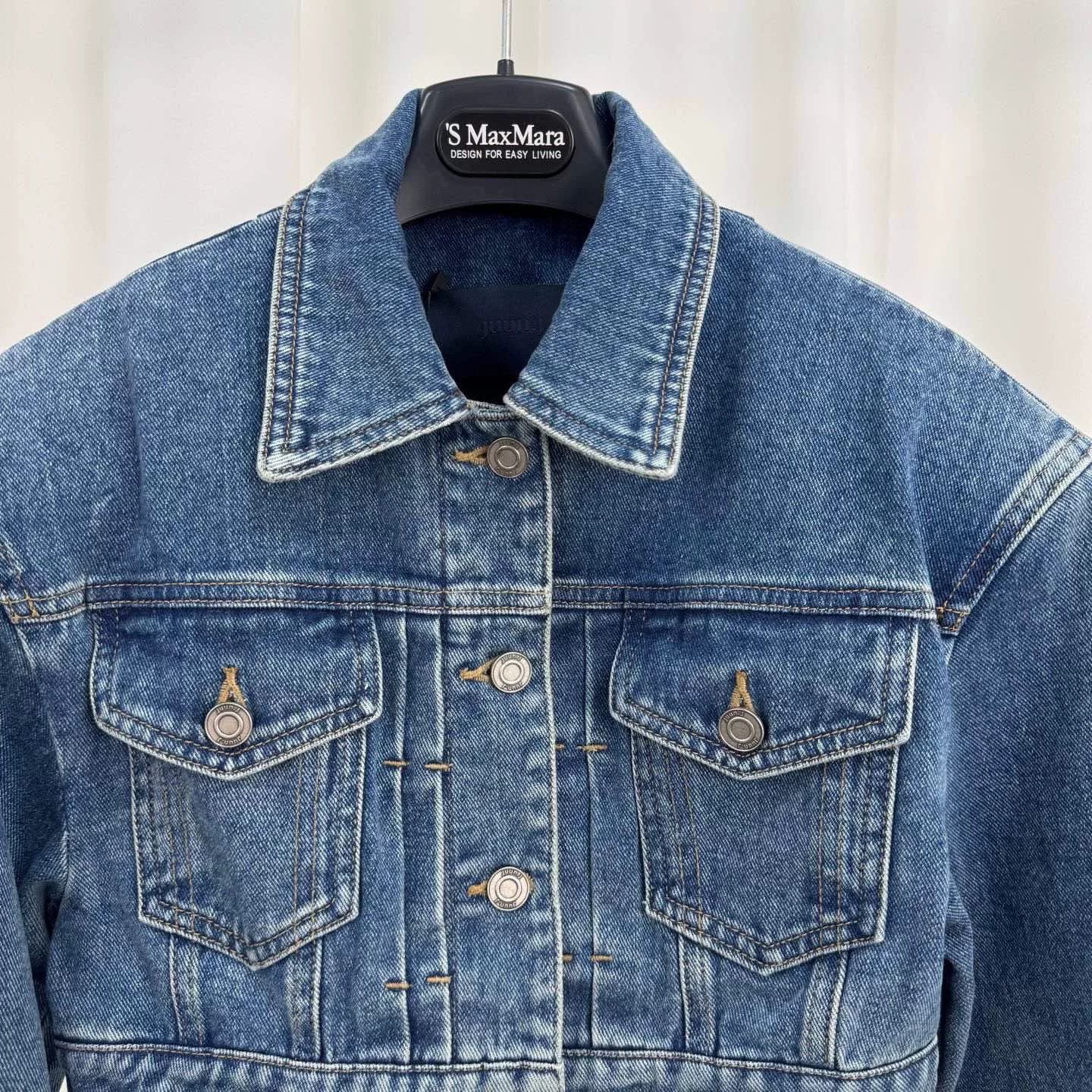 Juun.J Juun.J Padded Shoulder Cropped Washed Denim Jacket Size XS / US 0-2 / IT 36-38 - 3 Thumbnail