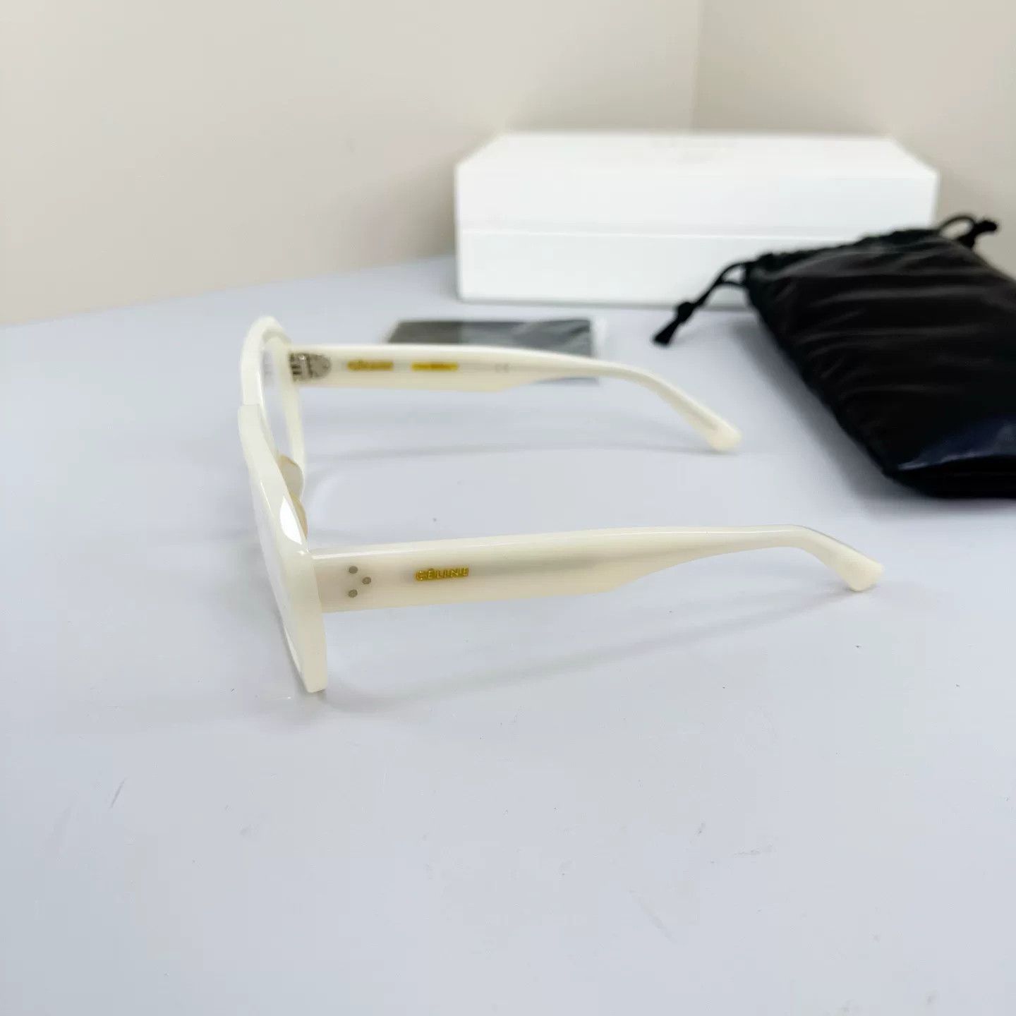 Celine Celine Gold-Lettered White Plain Glasses Size ONE SIZE - 3 Thumbnail