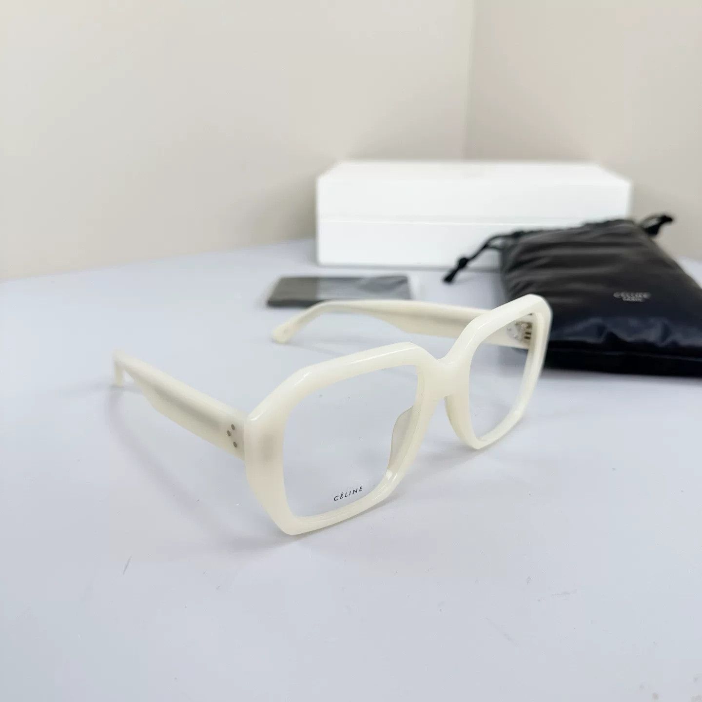 Celine Celine Gold-Lettered White Plain Glasses Size ONE SIZE - 2 Thumbnail
