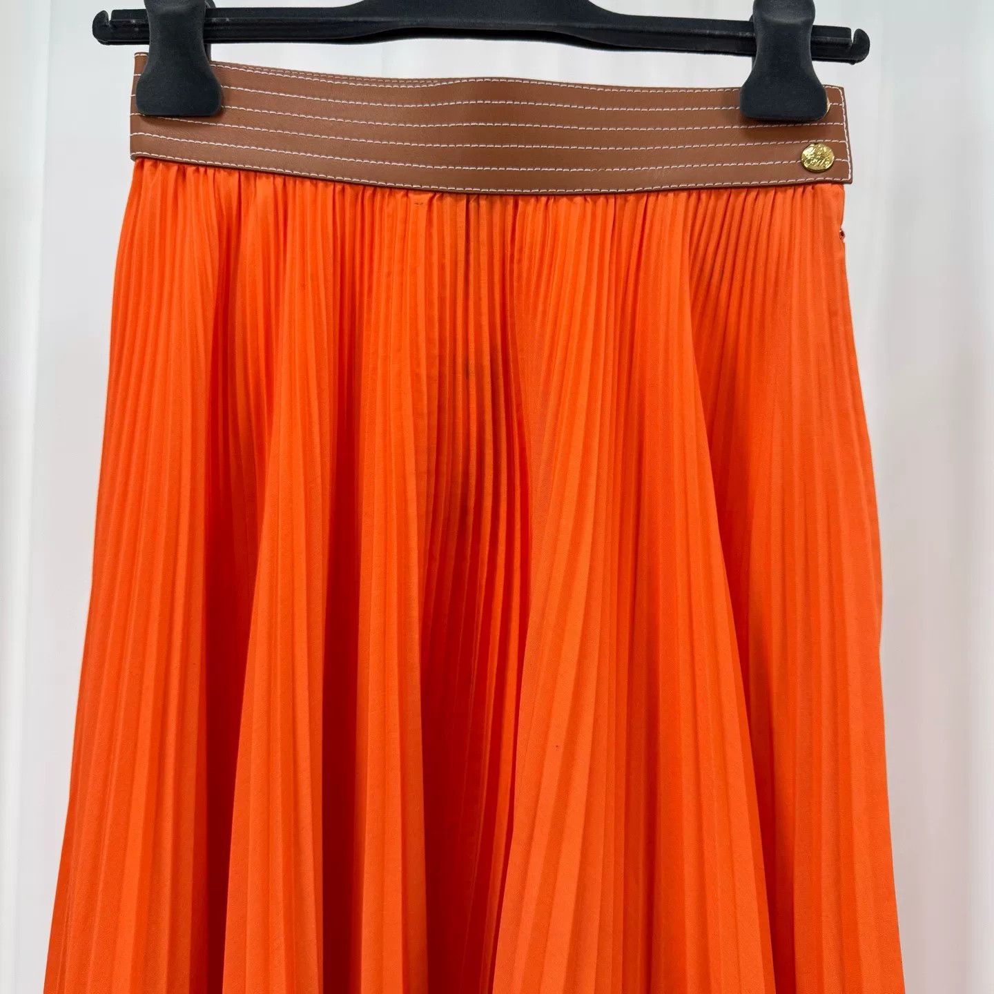 Loewe Loewe Gold Buckle Leather Patchwork Pleated Skirt Size 34" / US 12 / IT 48 - 3 Thumbnail