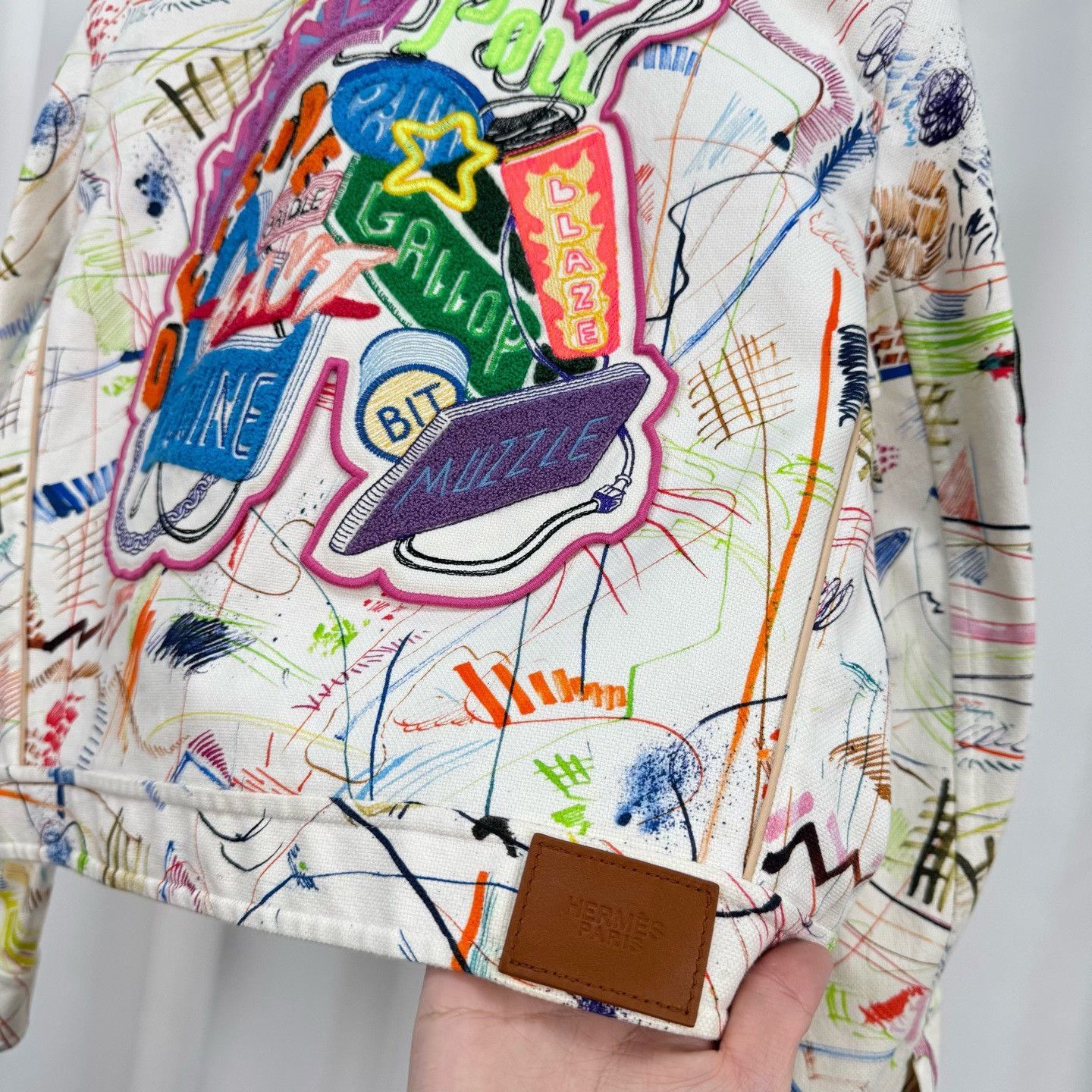 Hermes Hermes 23SS Graffiti Embroidery Denim Jacket Size S / US 4 / IT 40 - 6 Thumbnail