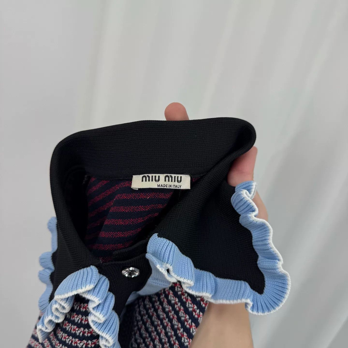 Miu Miu Miu Miu Ruffle Rhinestone Colorblock Knit Dress Size XS / US 0-2 / IT 36-38 - 5 Thumbnail
