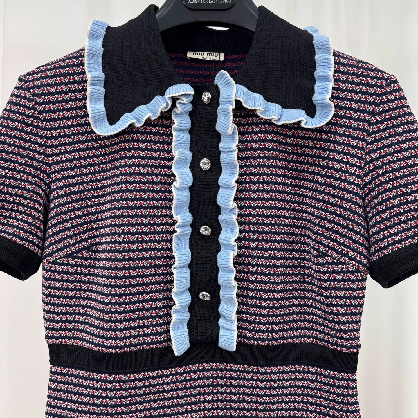 Miu Miu Miu Miu Ruffle Rhinestone Colorblock Knit Dress Size XS / US 0-2 / IT 36-38 - 3 Thumbnail