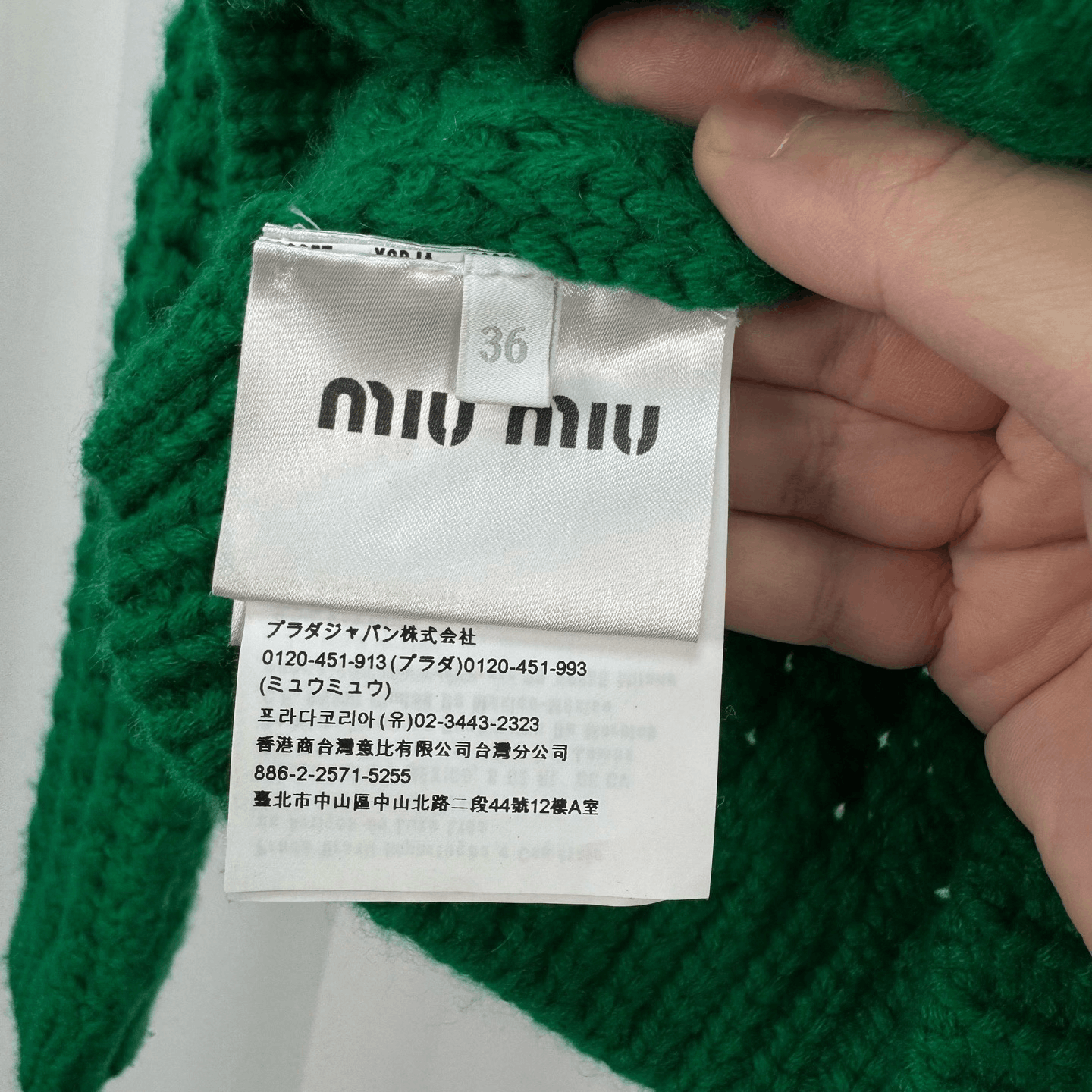 Miu Miu Miu Miu White Collar Green Cashmere Cardigan Size XS / US 0-2 / IT 36-38 - 6 Thumbnail