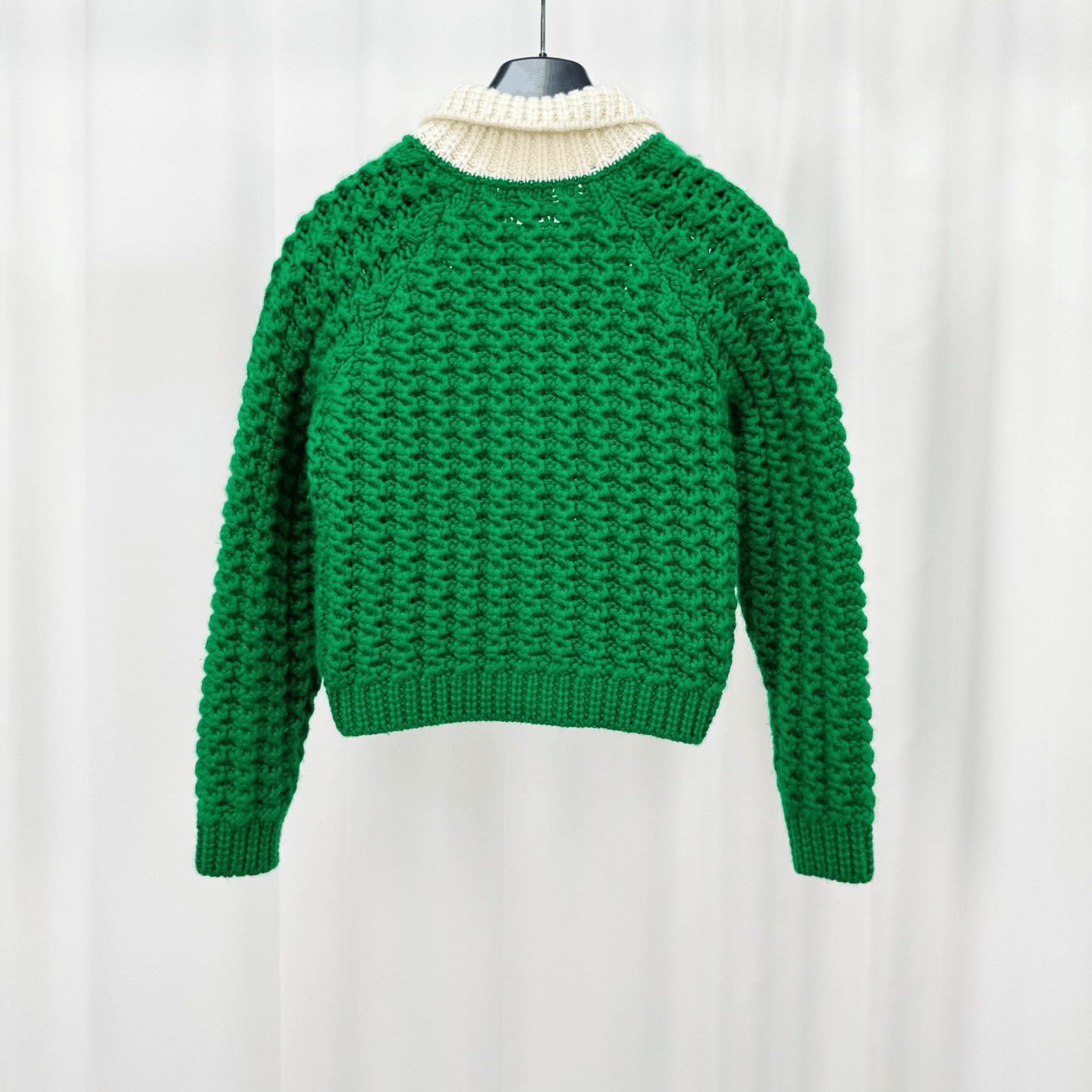Miu Miu Miu Miu White Collar Green Cashmere Cardigan Size XS / US 0-2 / IT 36-38 - 2 Thumbnail