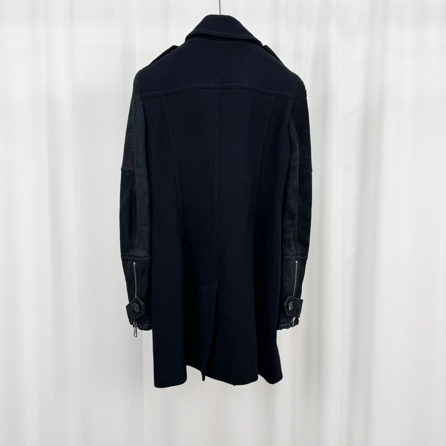 Burberry Burberry Double-Breasted Wool Leather Panel Coat Size XXS / US 00 / IT 34 - 2 Thumbnail