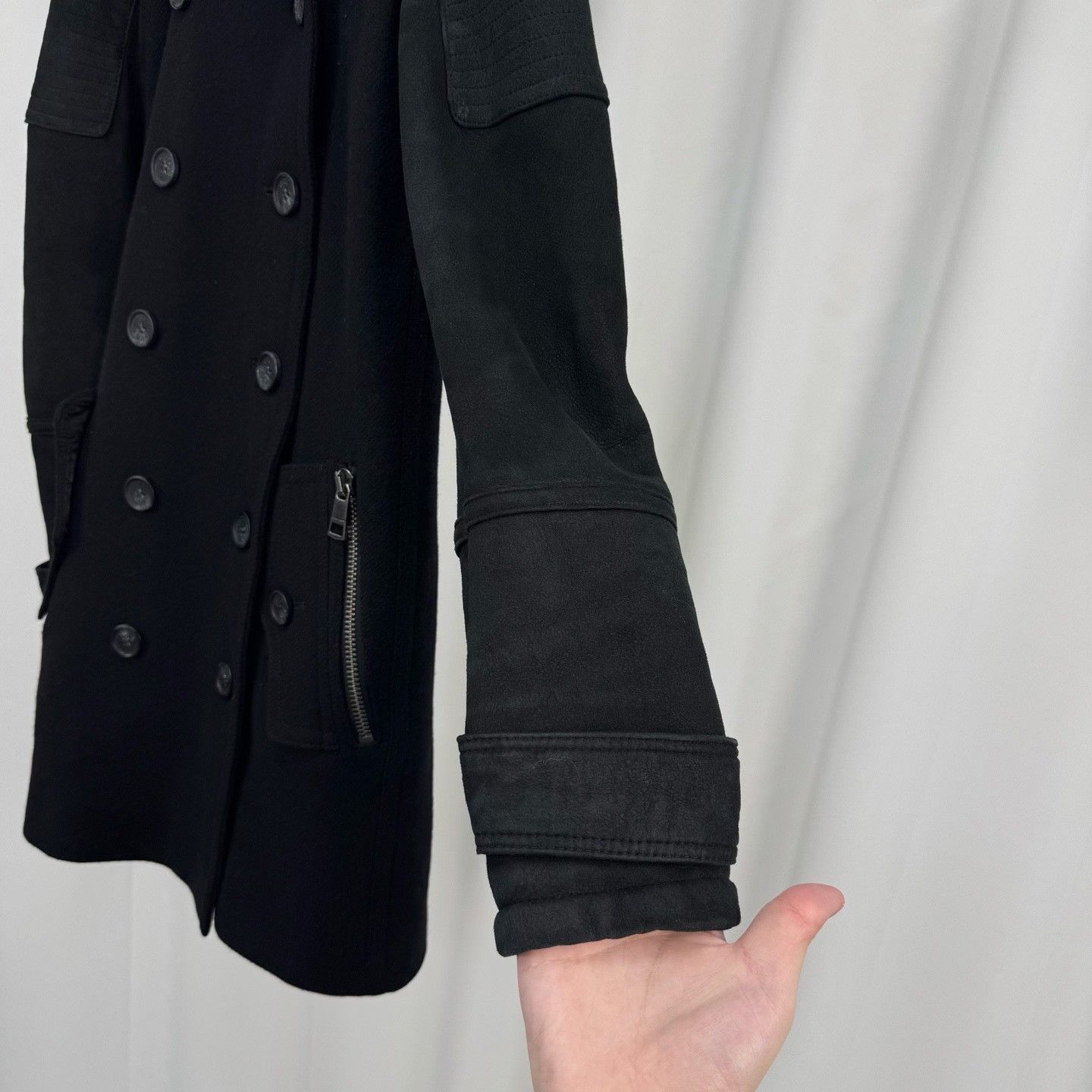 Burberry Burberry Double-Breasted Wool Leather Panel Coat Size XXS / US 00 / IT 34 - 7 Thumbnail