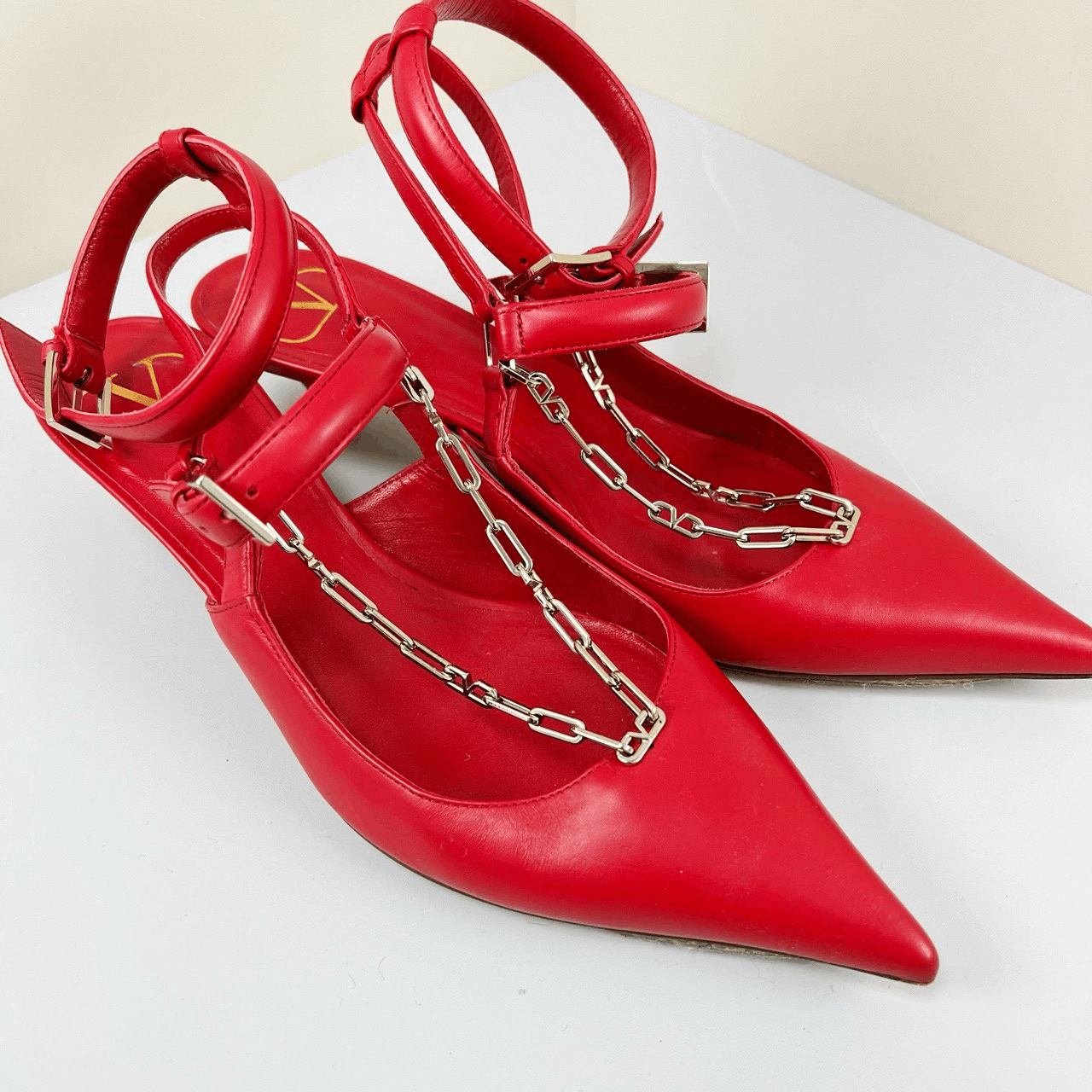 Valentino Valentino Chain Kitten Heel Sandals Size US 4.5 / IT 34.5 - 5 Thumbnail