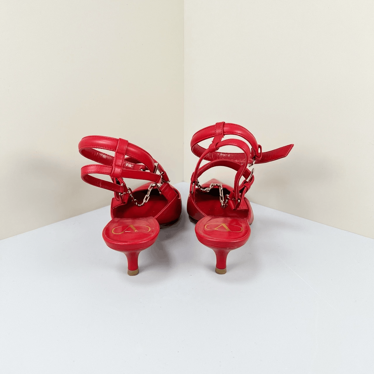 Valentino Valentino Chain Kitten Heel Sandals Size US 4.5 / IT 34.5 - 3 Thumbnail