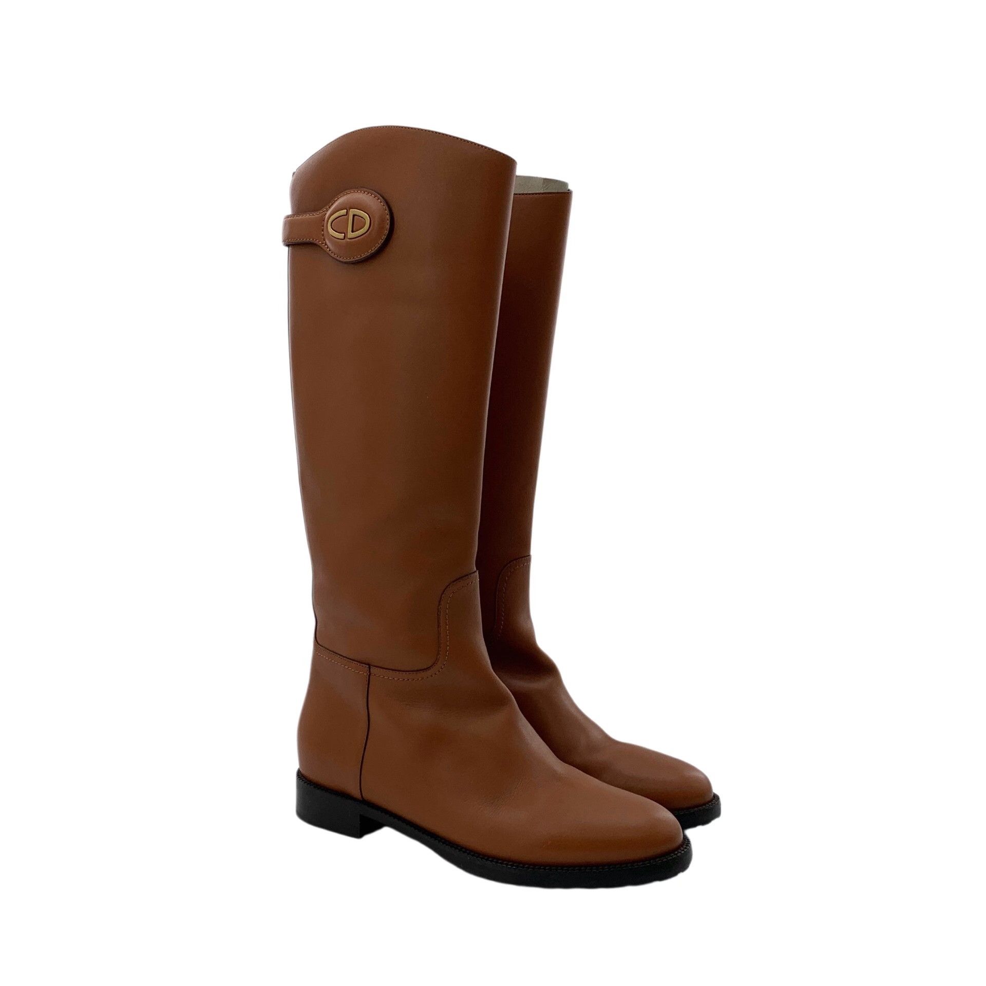 Dior Dior CD Logo Leather Riding Boots 37.5 Size US 7.5 / IT 37.5 - 3 Thumbnail