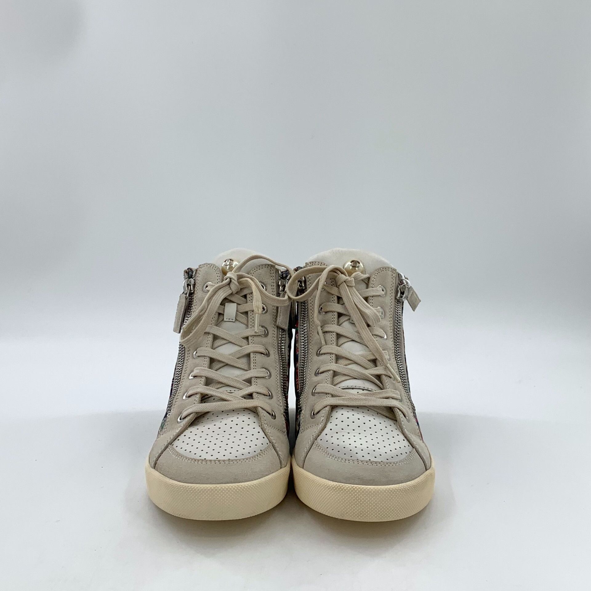 Chanel Chanel Multicolor Tweed High Top Sneakers 39 Size US 9 / IT 39 - 4 Thumbnail