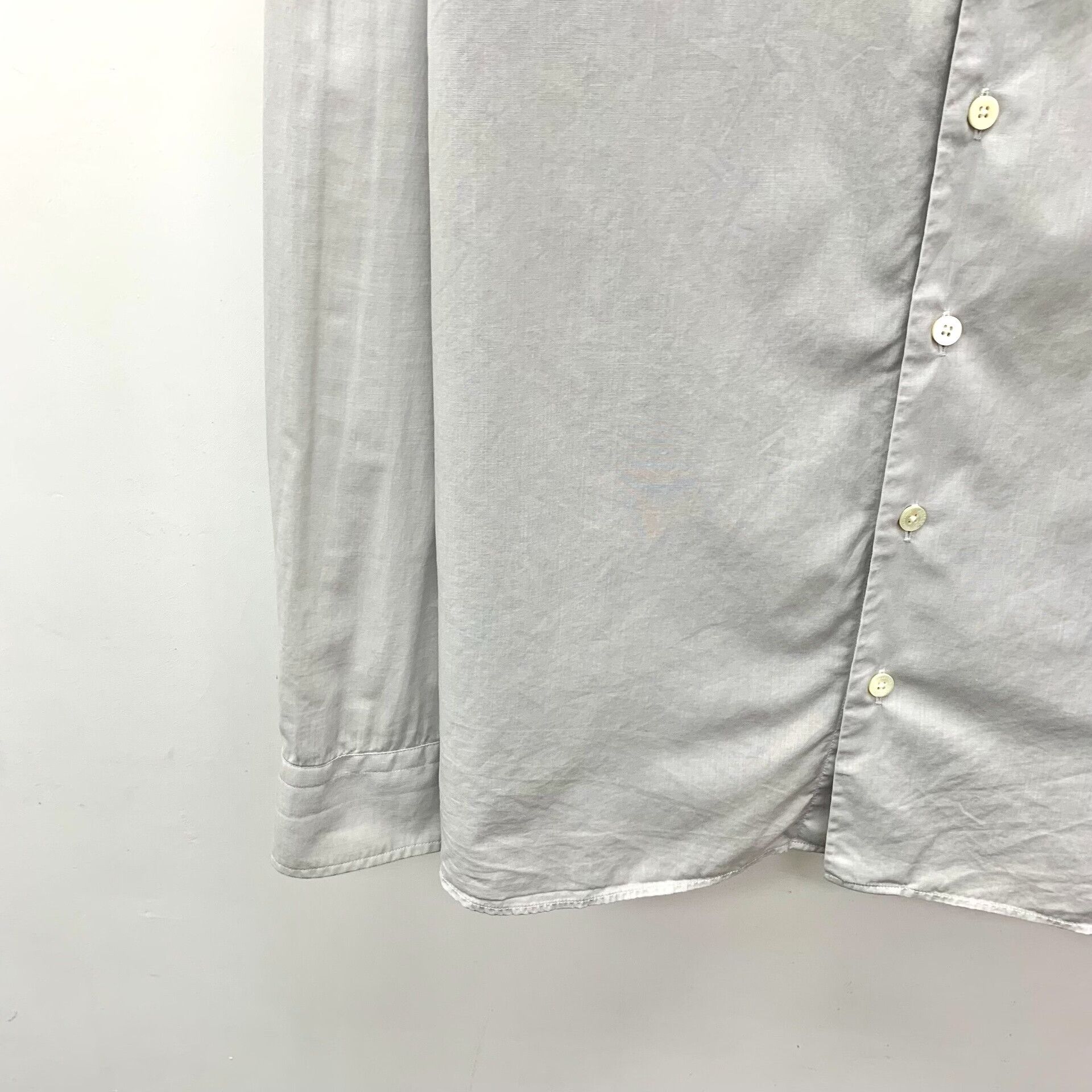 Armani Collezioni Armani Collezioni Logo Gray Cotton Shirt XL Size US XL / EU 56 / 4 - 5 Thumbnail