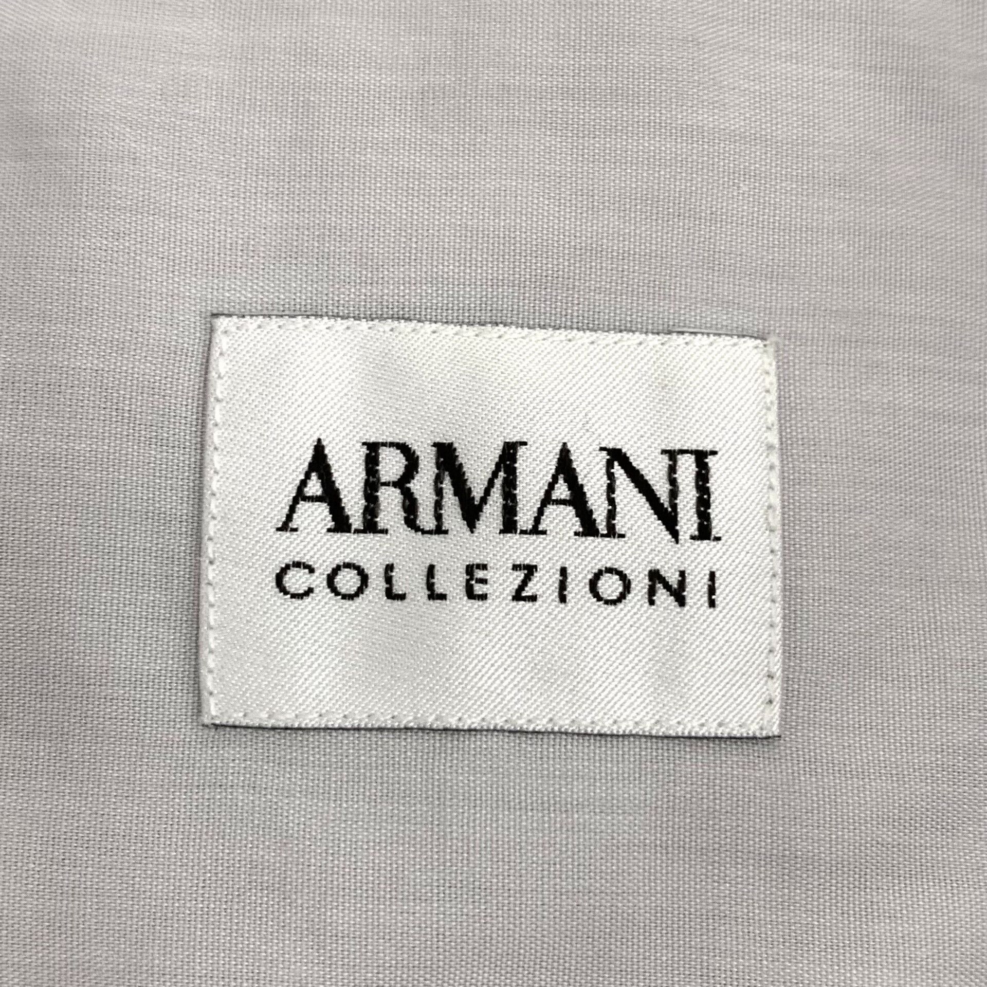 Armani Collezioni Armani Collezioni Logo Gray Cotton Shirt XL Size US XL / EU 56 / 4 - 7 Thumbnail