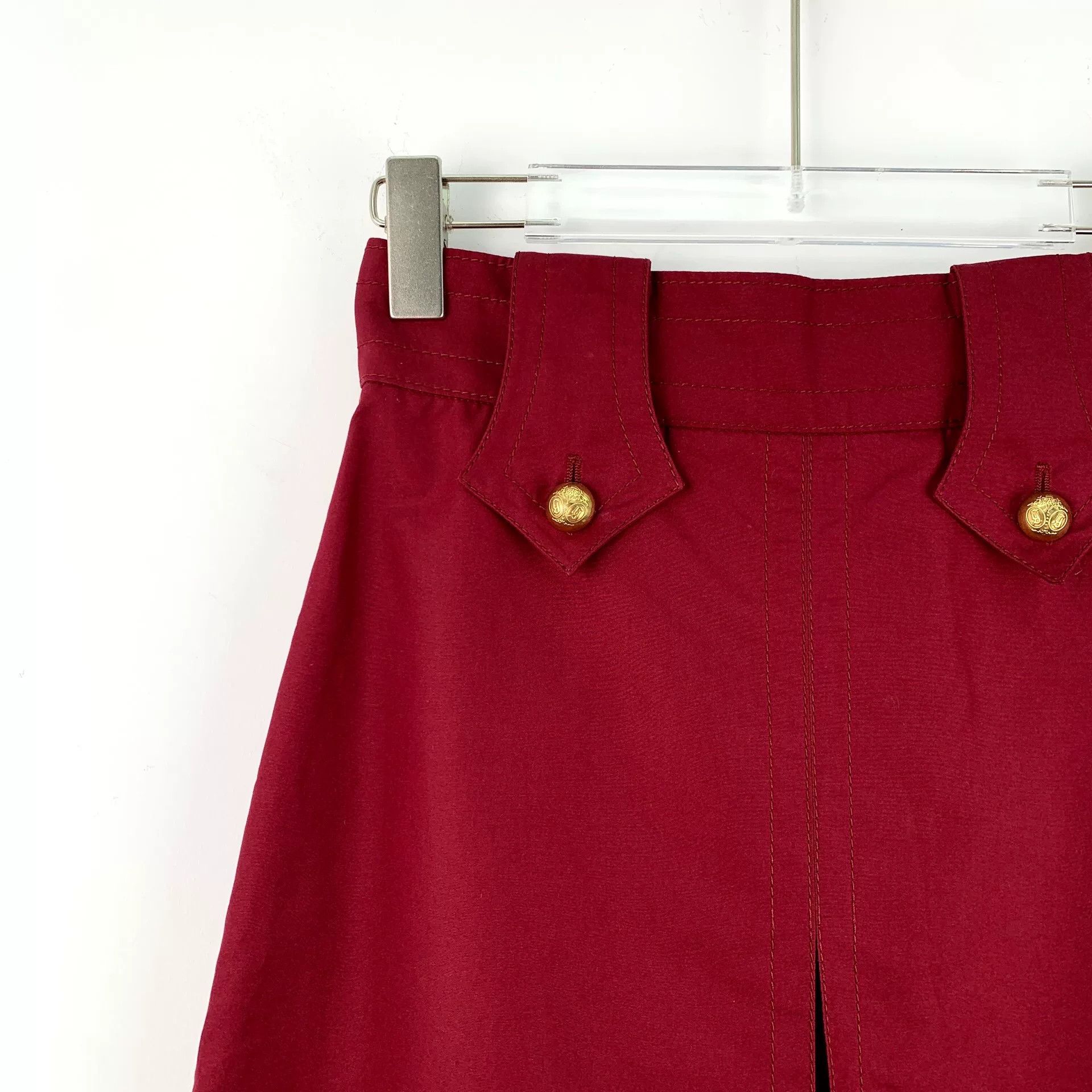 Gucci Gucci Red Cotton Button Detail Skirt 38 Size 26" / US 2 / IT 38 - 4 Thumbnail