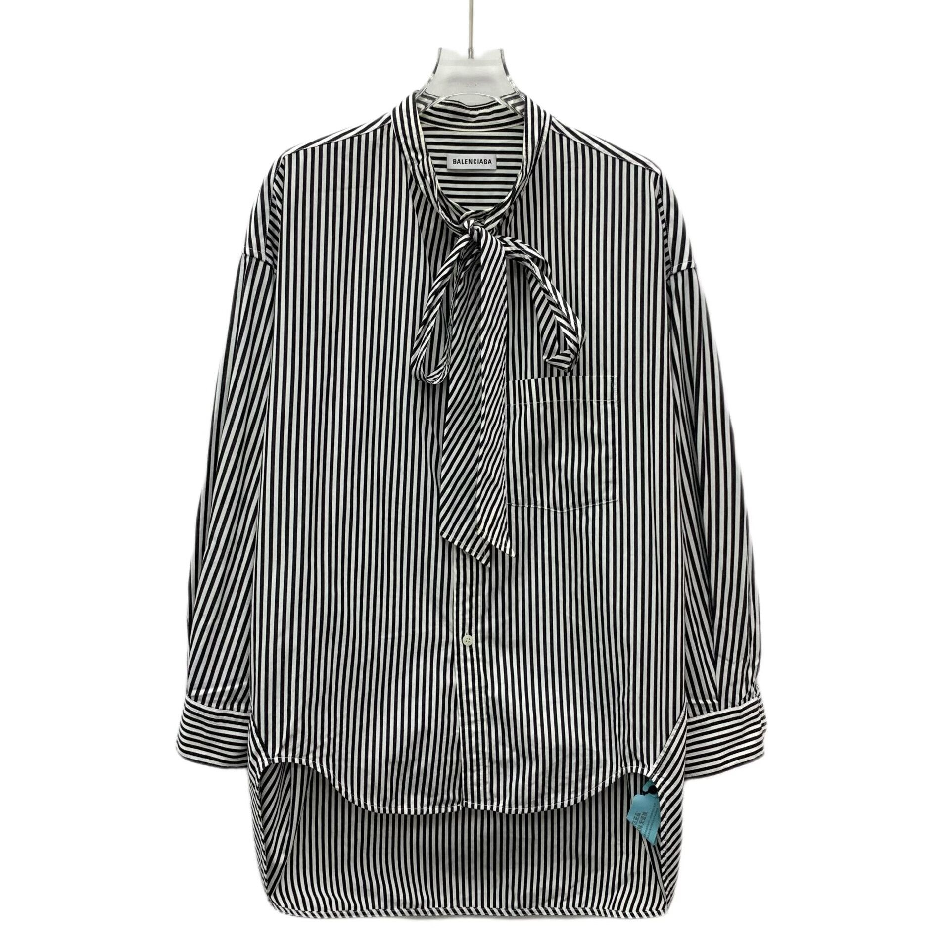 Balenciaga Balenciaga Striped Tie-Neck Logo Shirt 32 Size XXS / US 00 / IT 34 - 2 Thumbnail