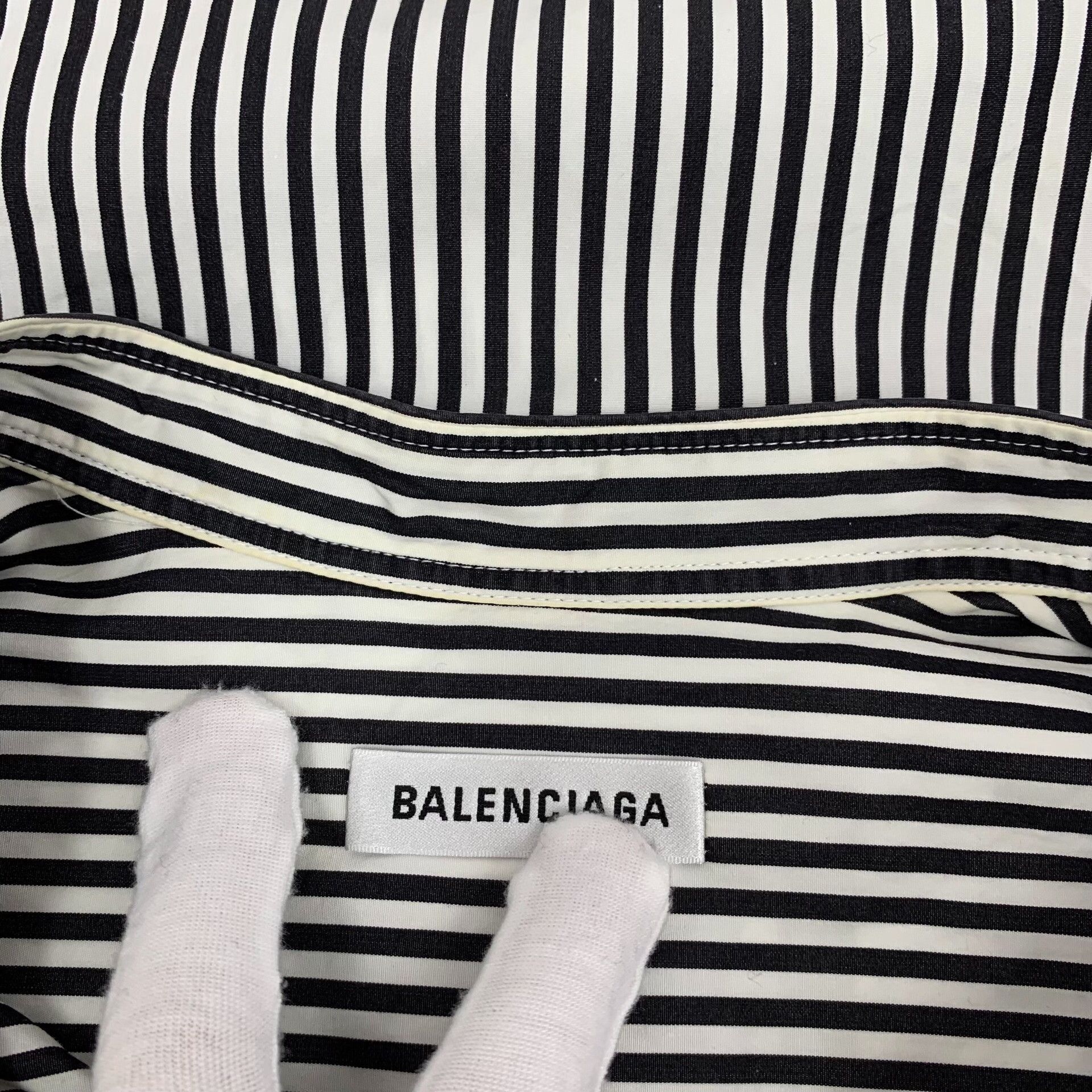 Balenciaga Balenciaga Striped Tie-Neck Logo Shirt 32 Size XXS / US 00 / IT 34 - 9 Thumbnail