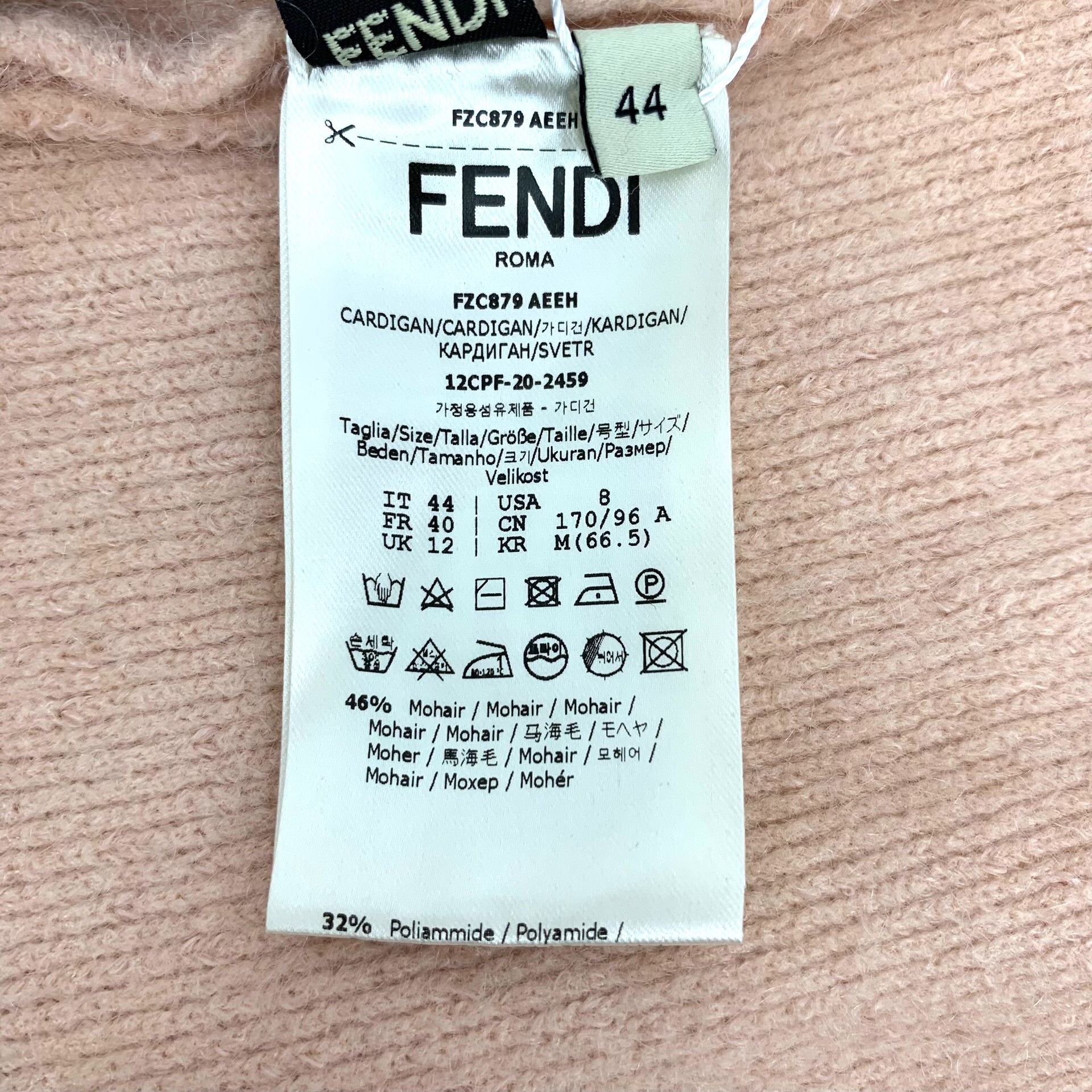 Fendi Fendi Pink Mohair F-Logo Cardigan IT 44 Size M / US 6-8 / IT 42-44 - 9 Thumbnail