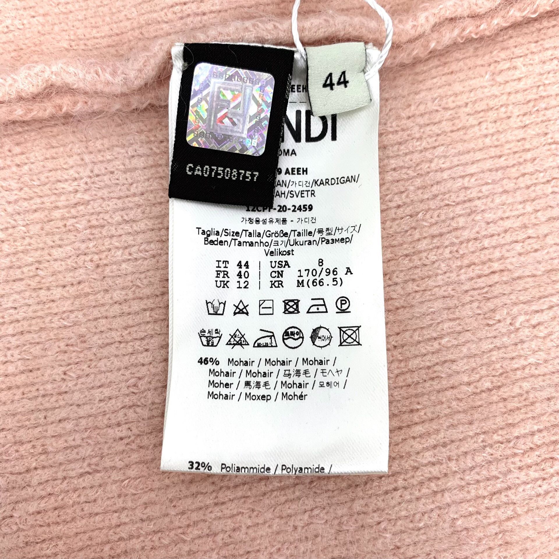 Fendi Fendi Pink Mohair F-Logo Cardigan IT 44 Size M / US 6-8 / IT 42-44 - 8 Thumbnail