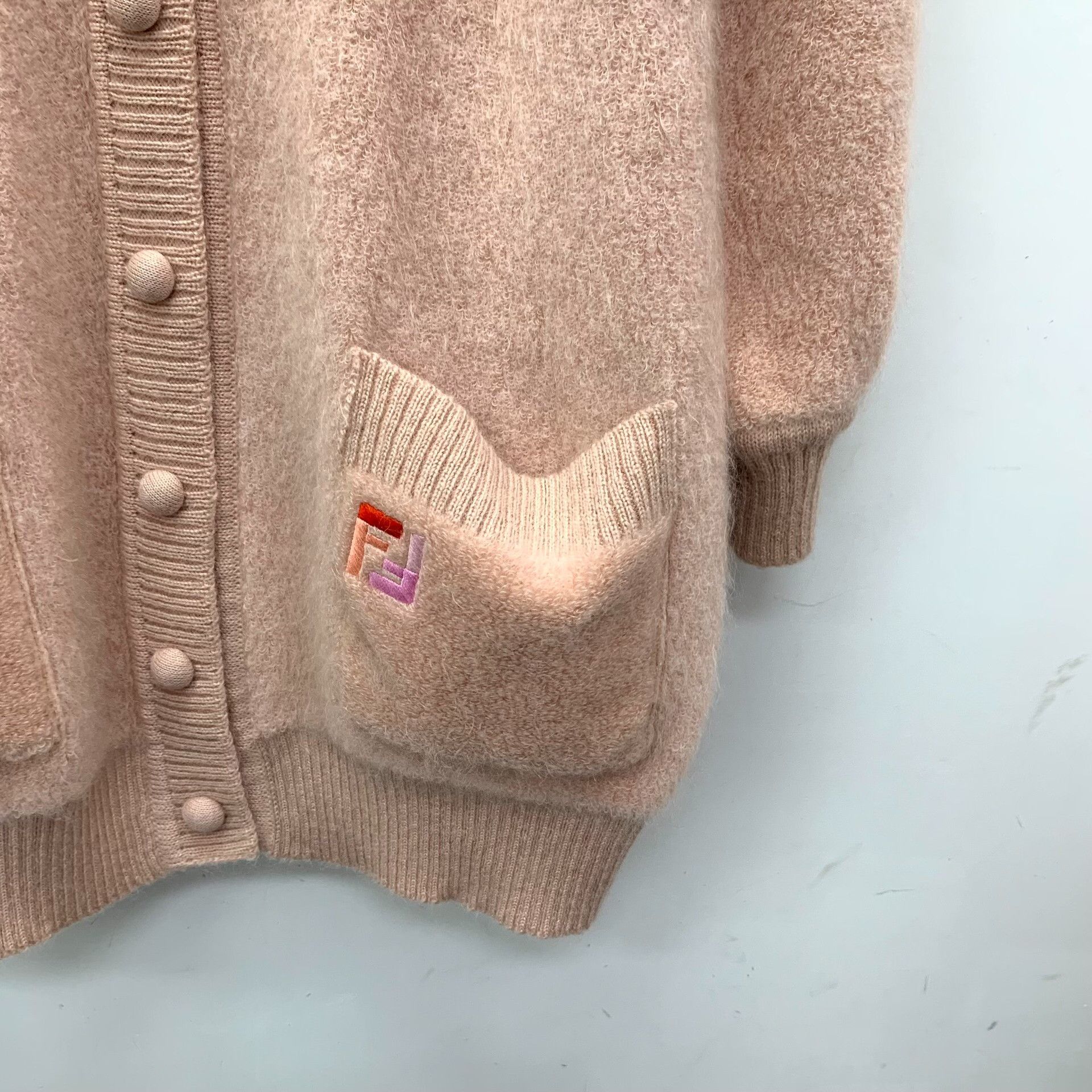 Fendi Fendi Pink Mohair F-Logo Cardigan IT 44 Size M / US 6-8 / IT 42-44 - 5 Thumbnail