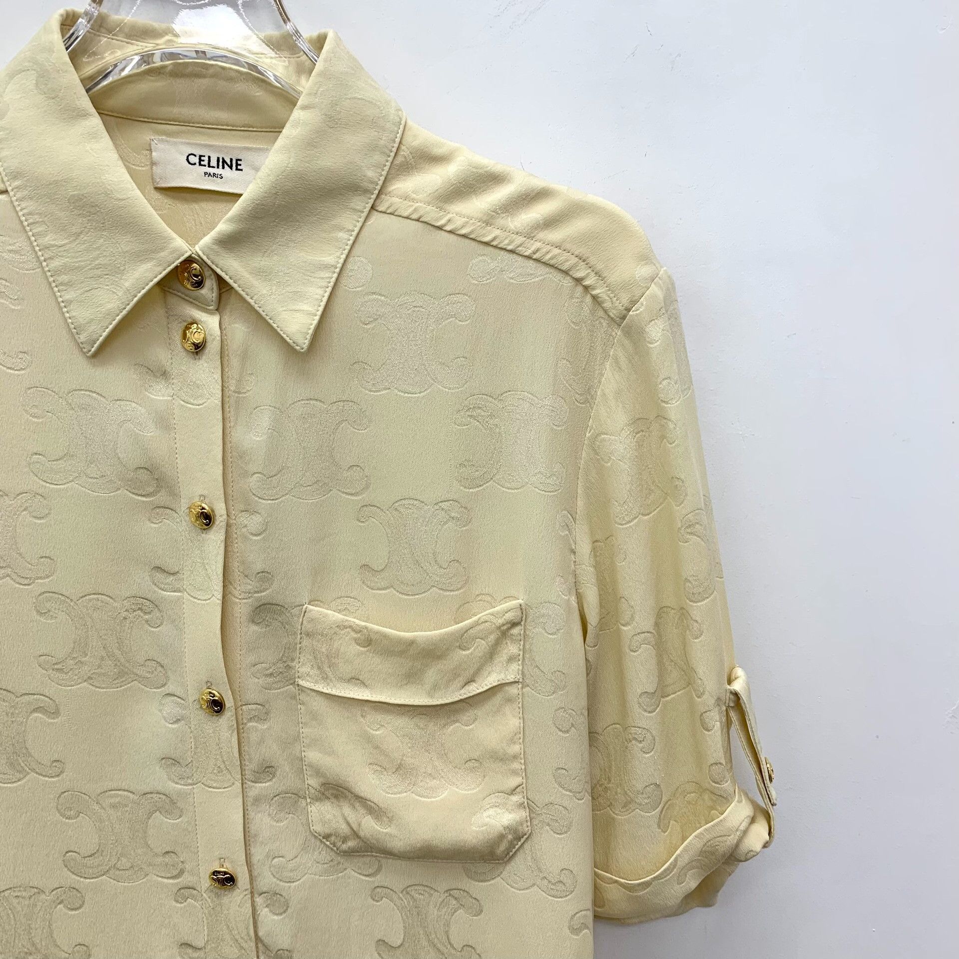 Celine Celine Triomphe Jacquard Silk Shirt 38 Size S / US 4 / IT 40 - 4 Thumbnail