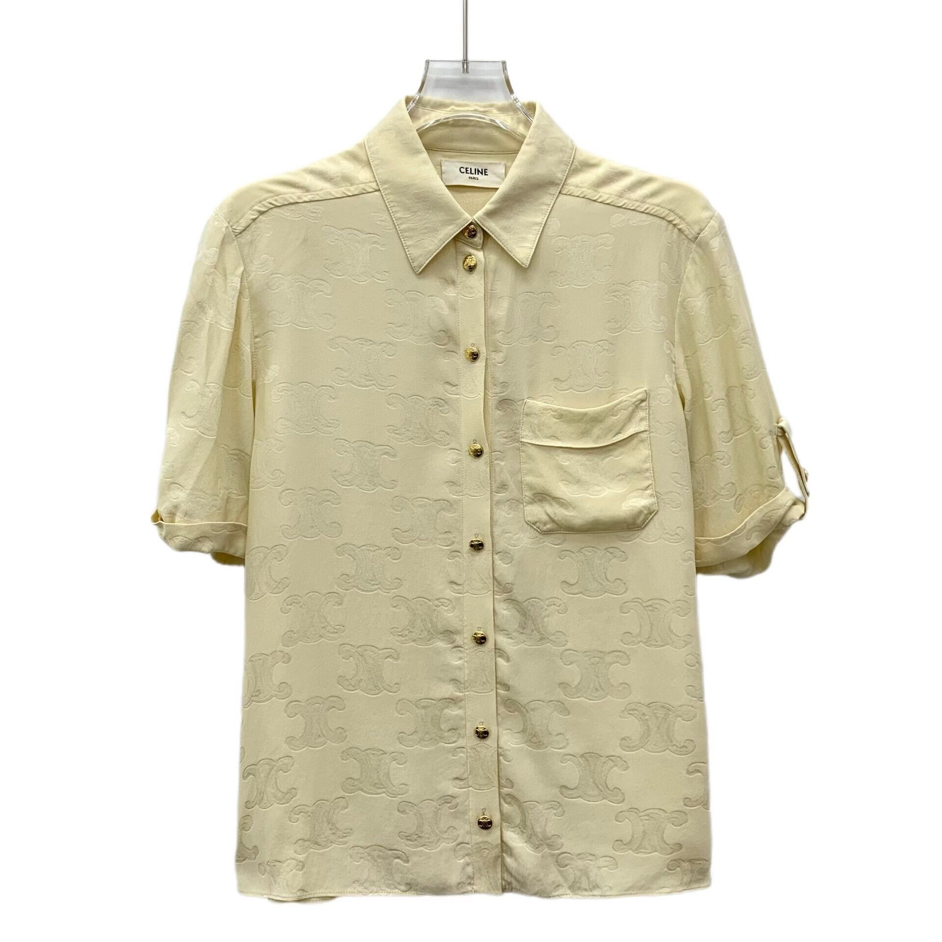 Celine Celine Triomphe Jacquard Silk Shirt 38 Size S / US 4 / IT 40 - 2 Thumbnail