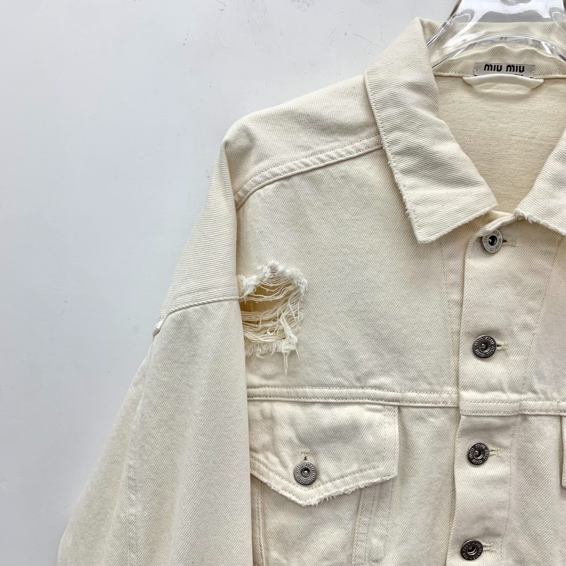 Miu Miu Miu Miu Distressed Cropped Denim Jacket IT 36 Size XS / US 0-2 / IT 36-38 - 4 Thumbnail