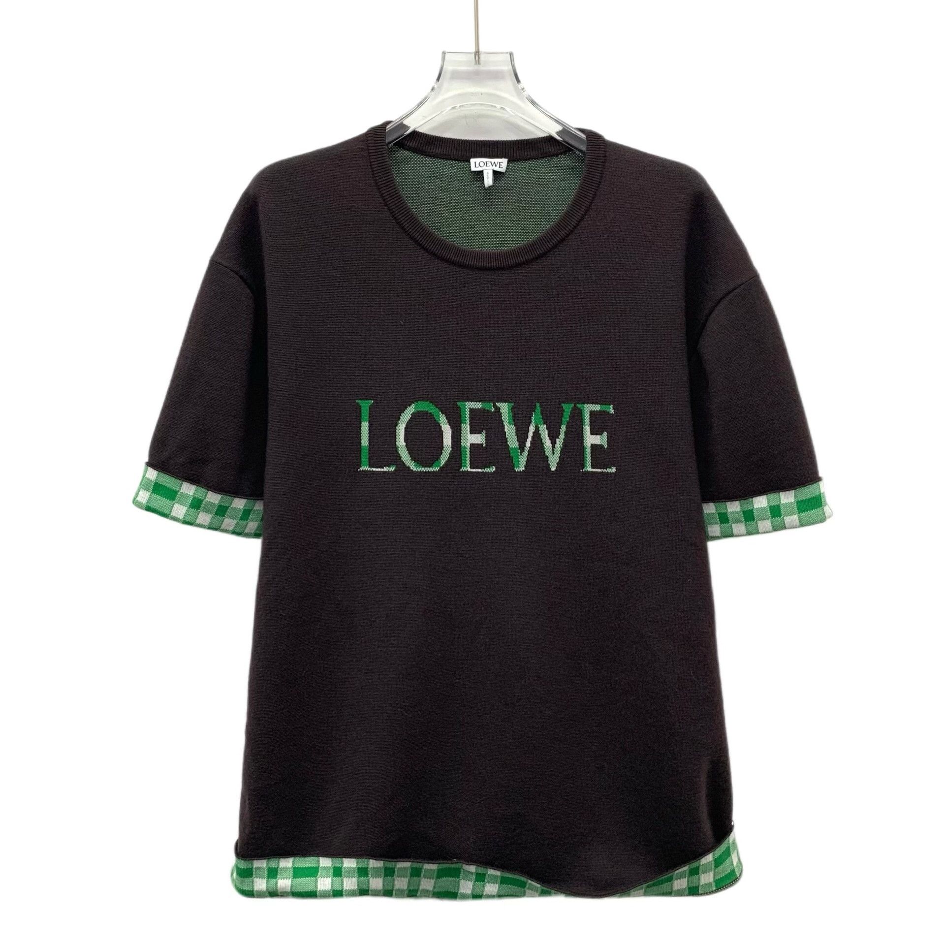 Loewe Loewe Gingham Trim Knit T-Shirt L Size US L / EU 52-54 / 3 - 2 Thumbnail