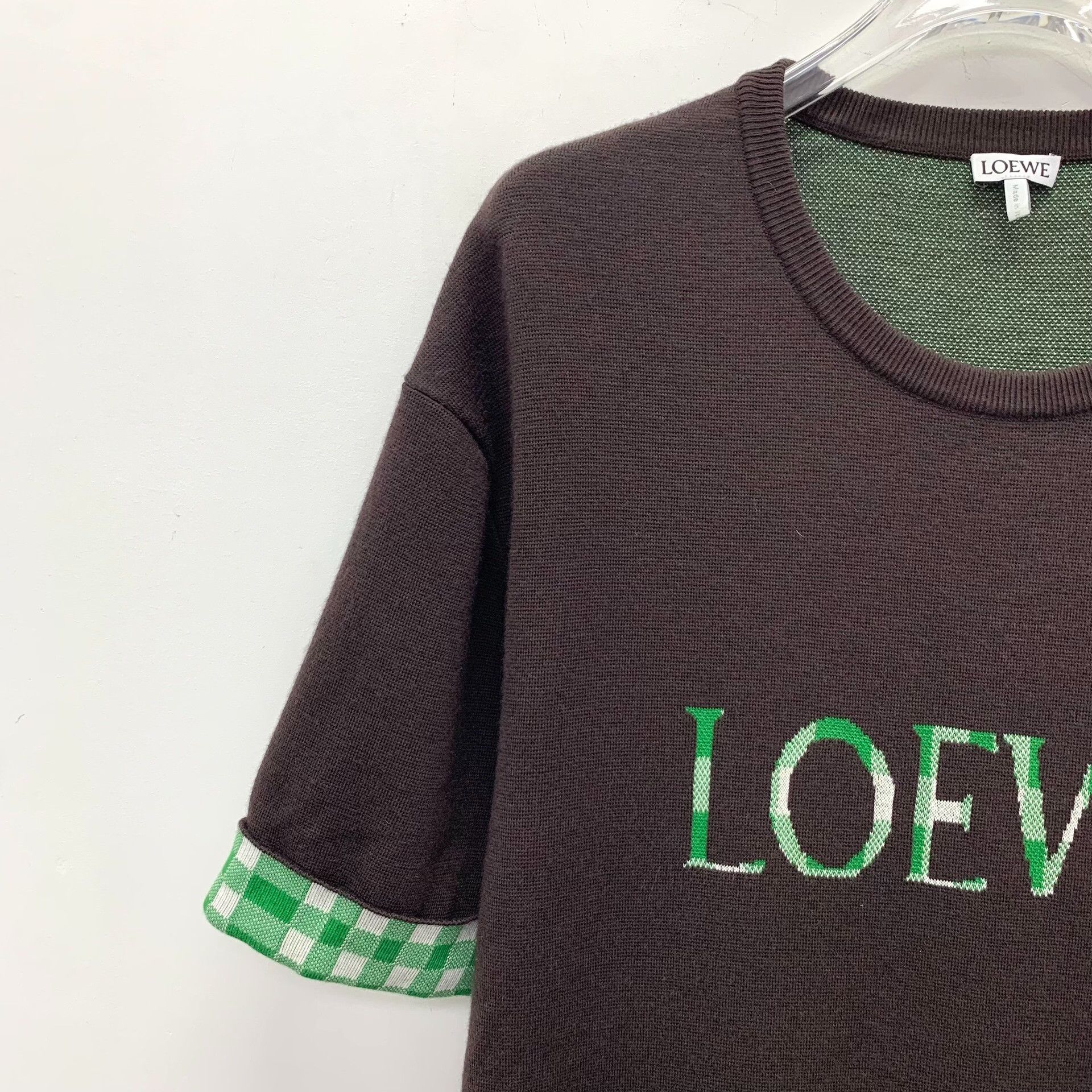 Loewe Loewe Gingham Trim Knit T-Shirt L Size US L / EU 52-54 / 3 - 4 Thumbnail