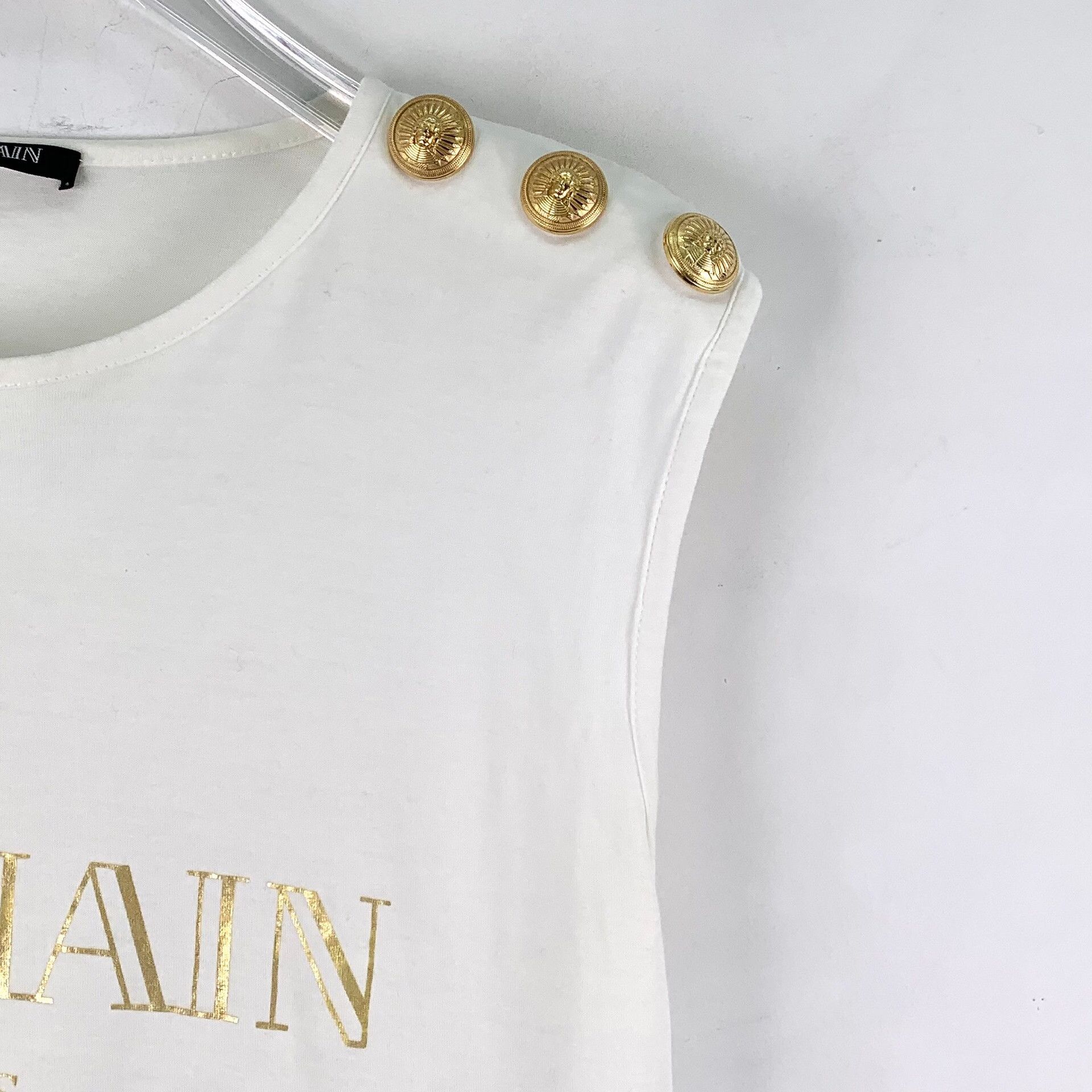 Balmain Balmain Gold Logo Button Tank Top FR 38 Size S / US 4 / IT 40 - 4 Thumbnail
