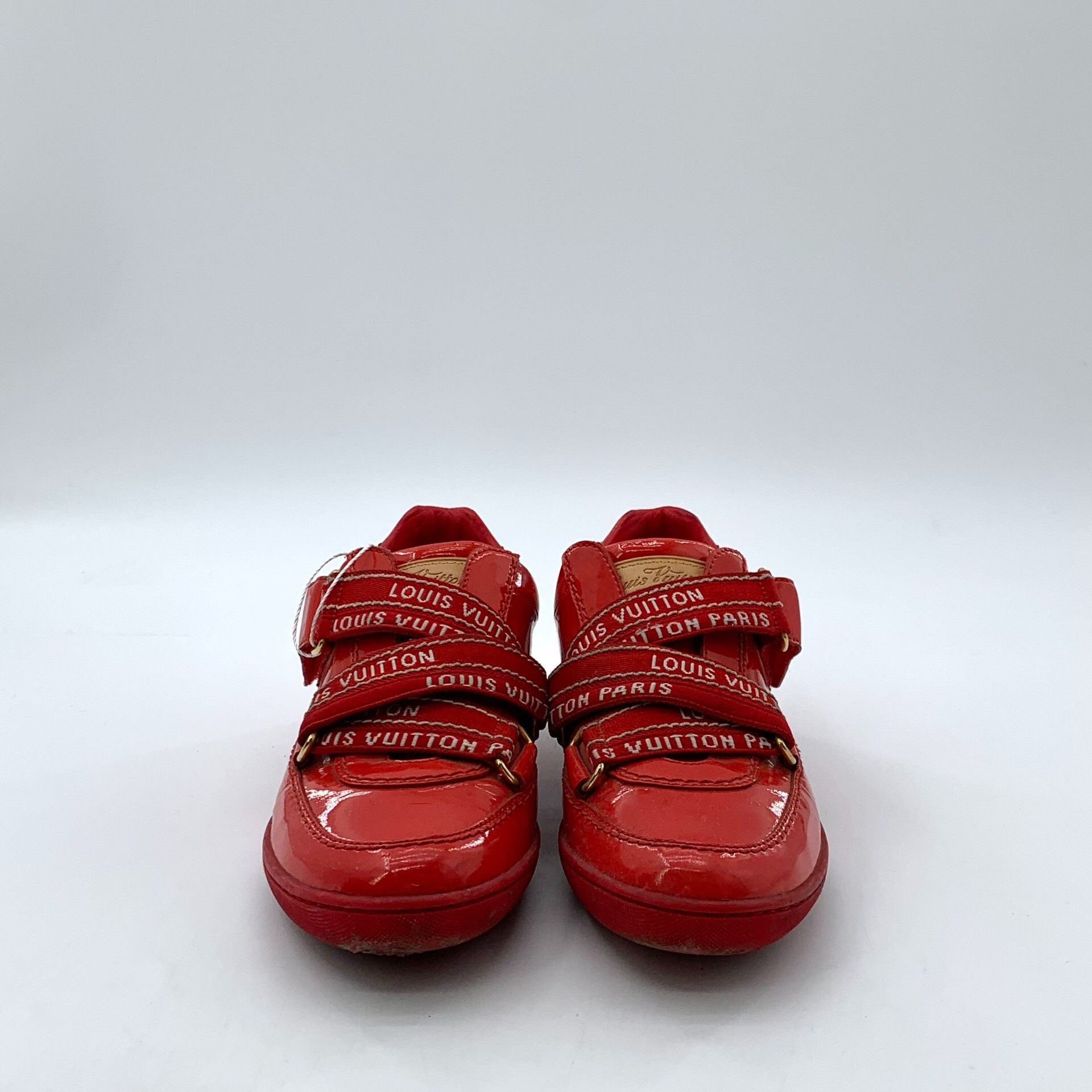 Louis Vuitton Louis Vuitton Red Patent Leather Sneakers 34.5 Size US 4.5 / IT 34.5 - 4 Thumbnail